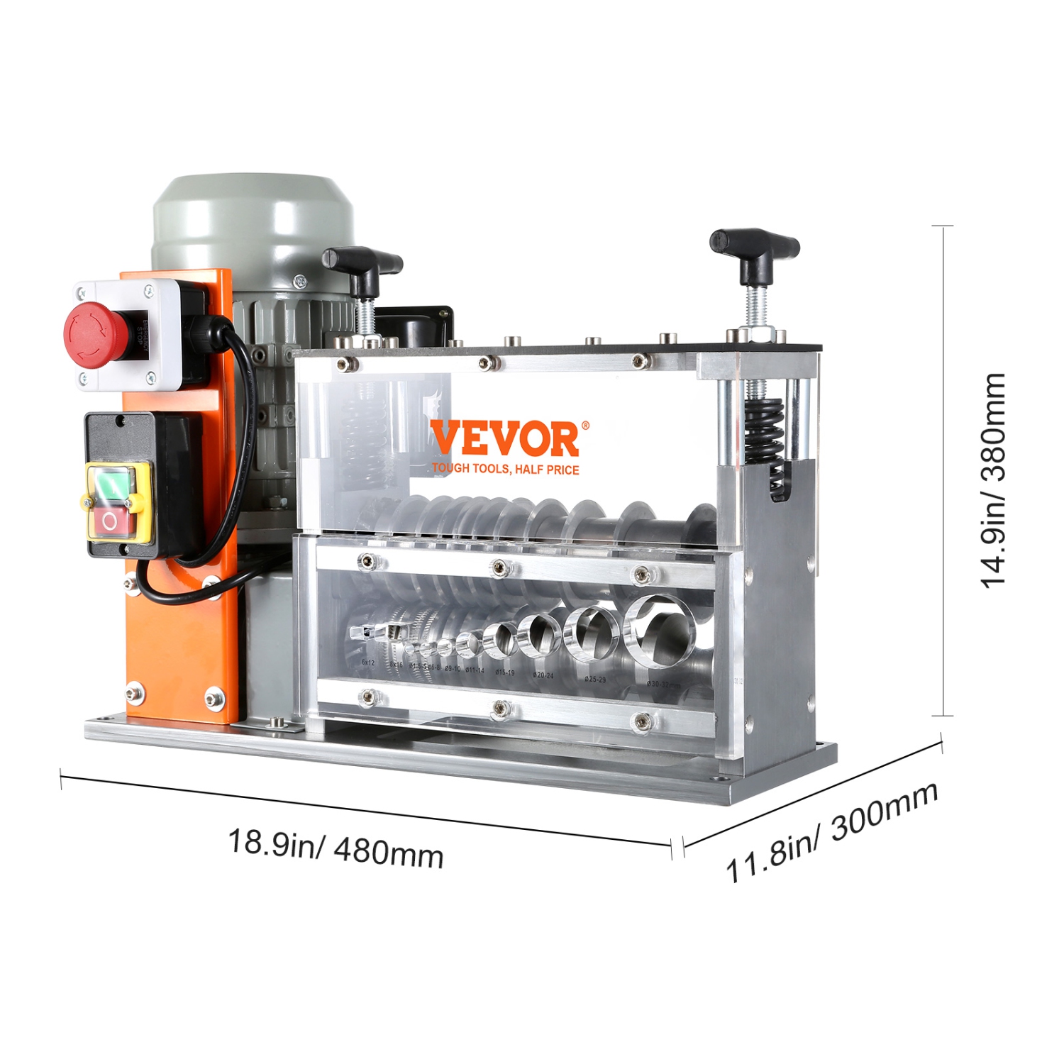 VEVOR 0.06''-1.57'' Automatic Wire Stripping Machine,Electric Motorized Cable Stripper,750 W, 98 ft/min Wire Peeler with Visible Stripping Depth