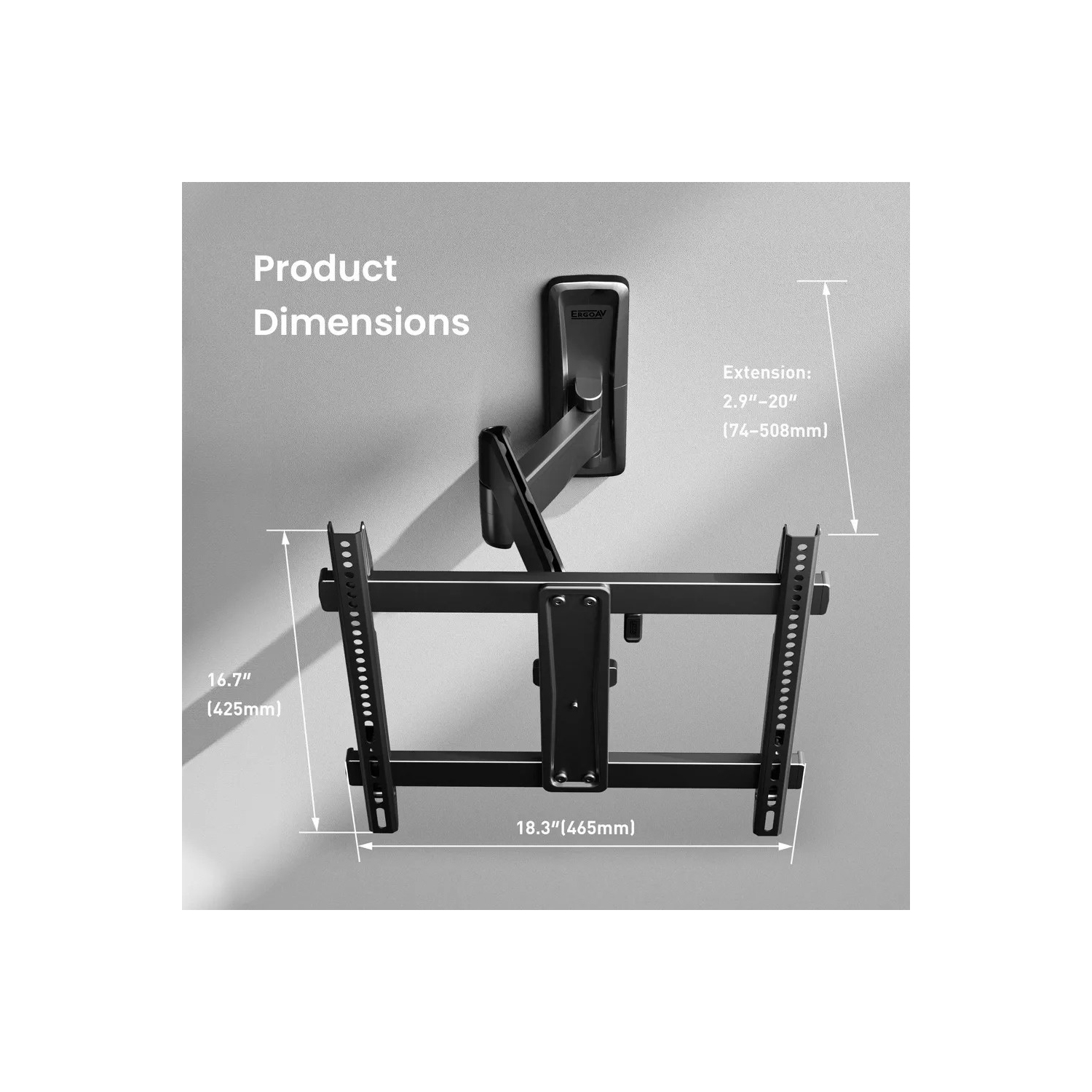 Support mural articulé moyen d'ErgoAV pour téléviseur de 32 à 65&nbsp;po