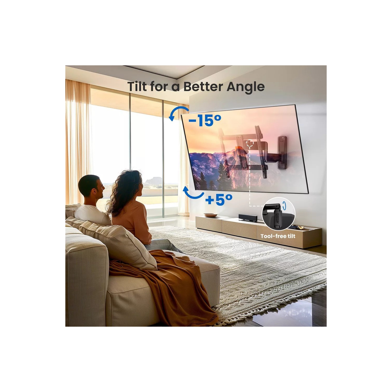 Support mural articulé moyen d'ErgoAV pour téléviseur de 32 à 65&nbsp;po