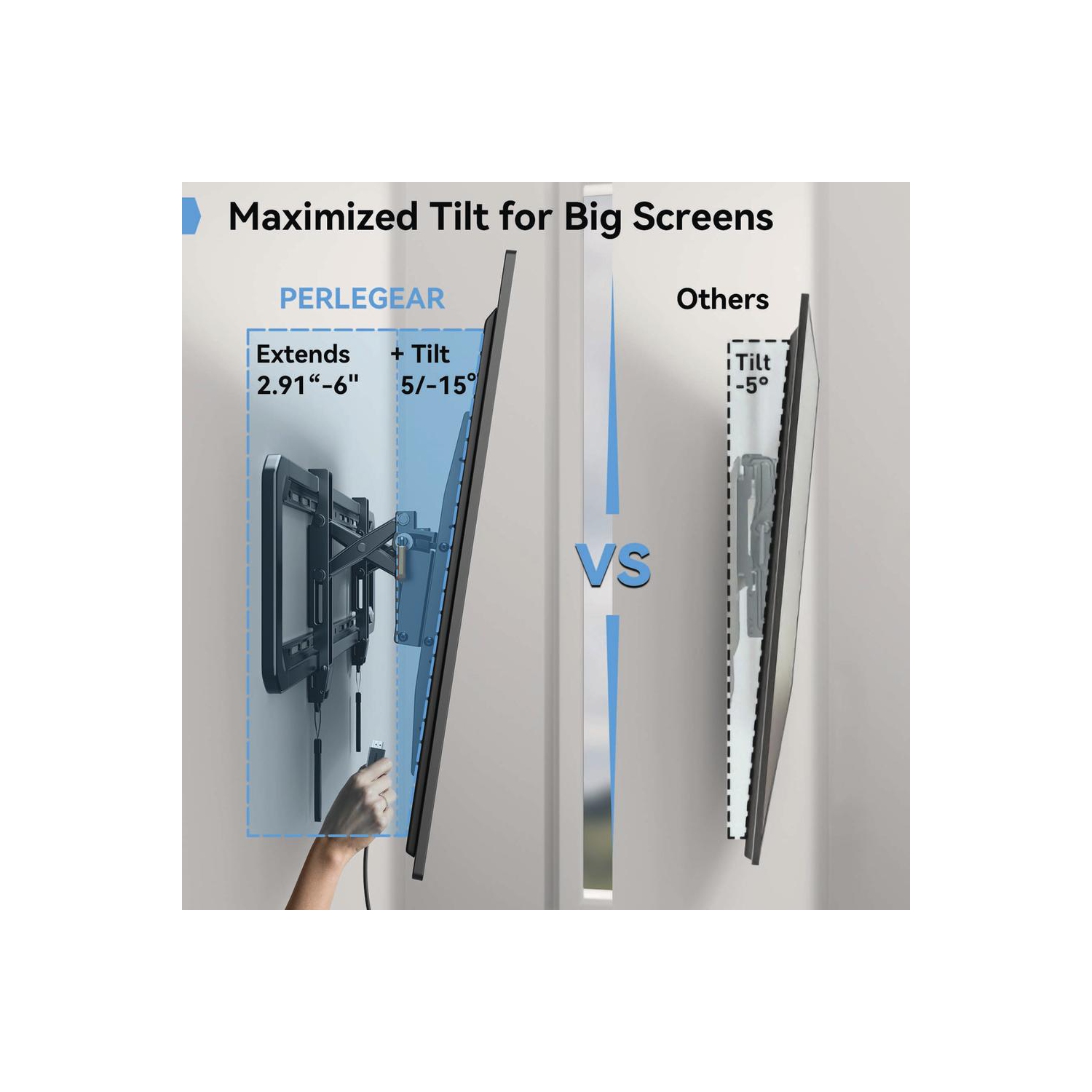 Support mural inclinable et pivotant Perlemth pour téléviseurs de 42 à 90&nbsp;po