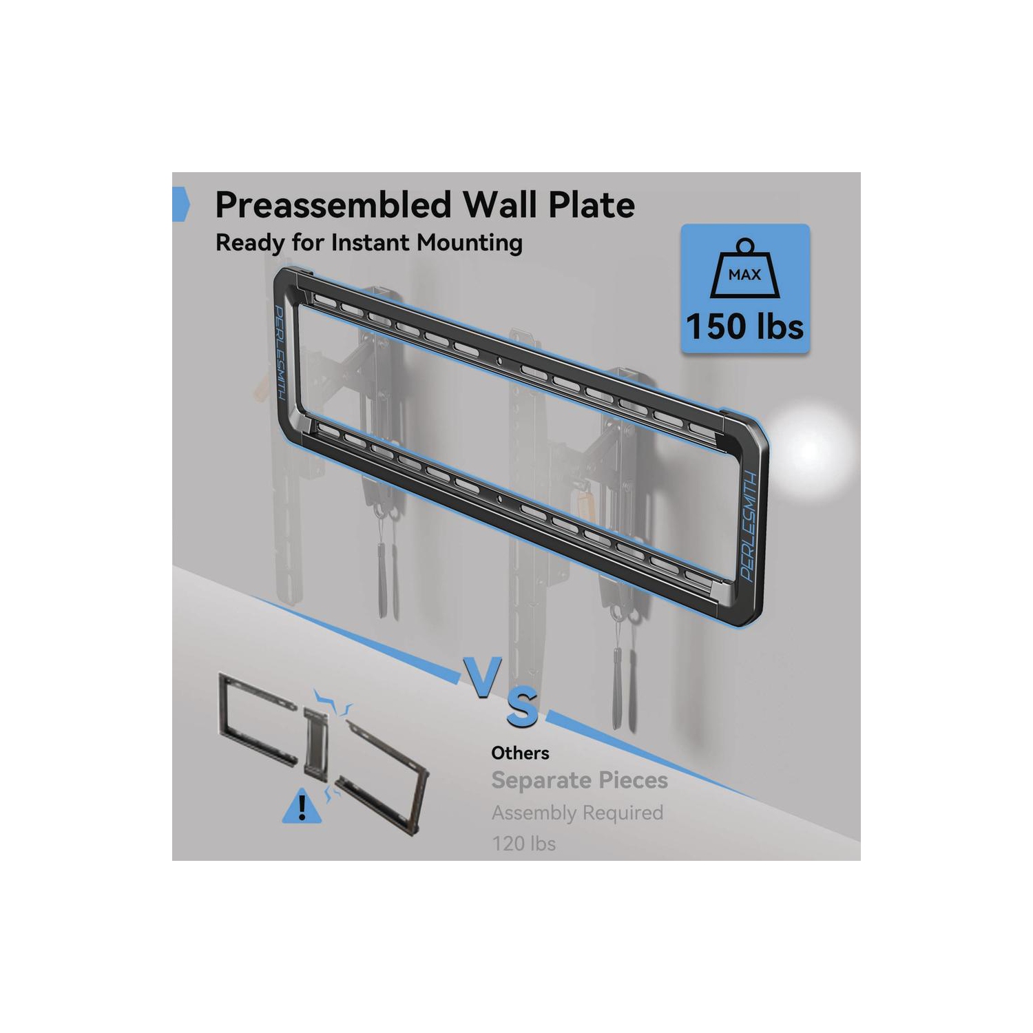 Support mural inclinable et pivotant Perlemth pour téléviseurs de 42 à 90&nbsp;po