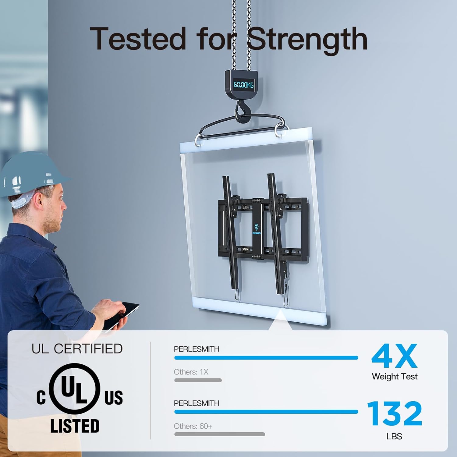 PERLESMITH Tilt/Fixed TV Wall Mount for 37 to 86 Inch TVs