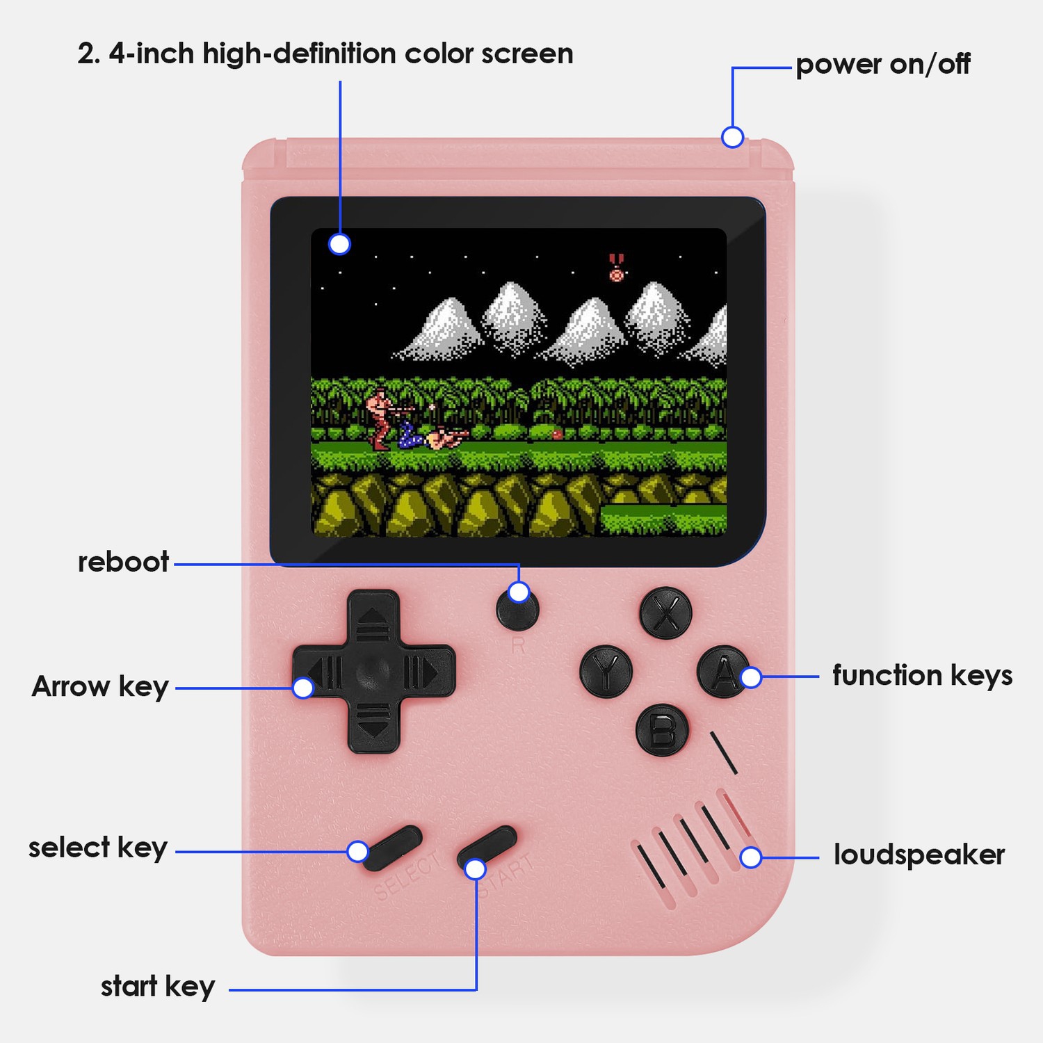 Console de jeu vidéo portative portative Retro 8 bits 3,0&nbsp;po Color LCD Lecteur de jeu couleur pour enfants 800 jeux intégrés pour un cadeau pour