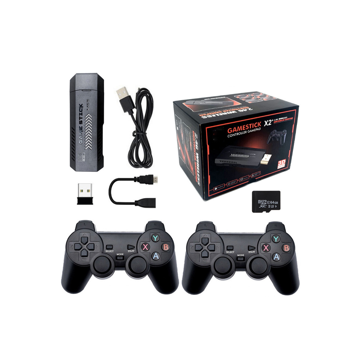 58000 Console de jeu vidéo 256G Double manette sans fil 2,4 GHz Game Stick HD Contrôle sans fil rétro