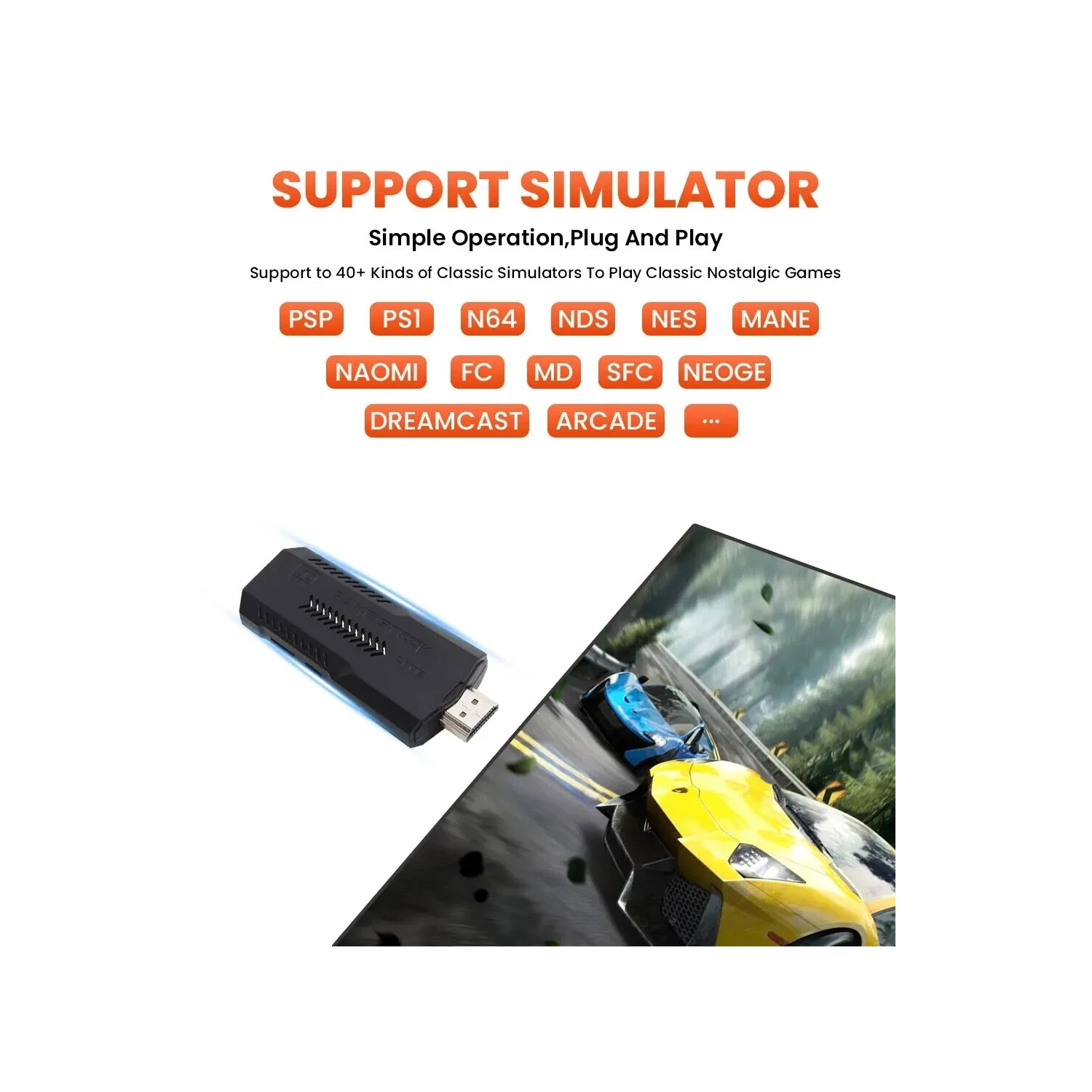 58000 Console de jeu vidéo 256G Double manette sans fil 2,4 GHz Game Stick HD Contrôle sans fil rétro