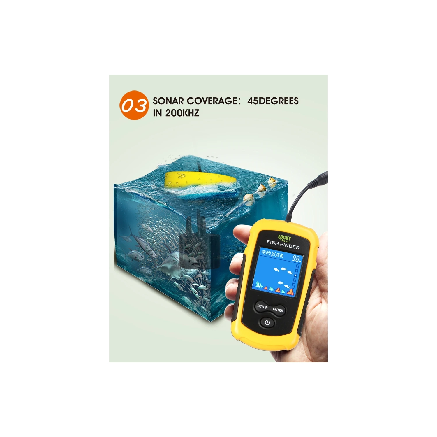 Échosondeur portatif kayak, échosondeur portatif sous-marin, détecteur de poisson-kayak escamotable sonar, FFC1108 d'affichage Fishing LCD -