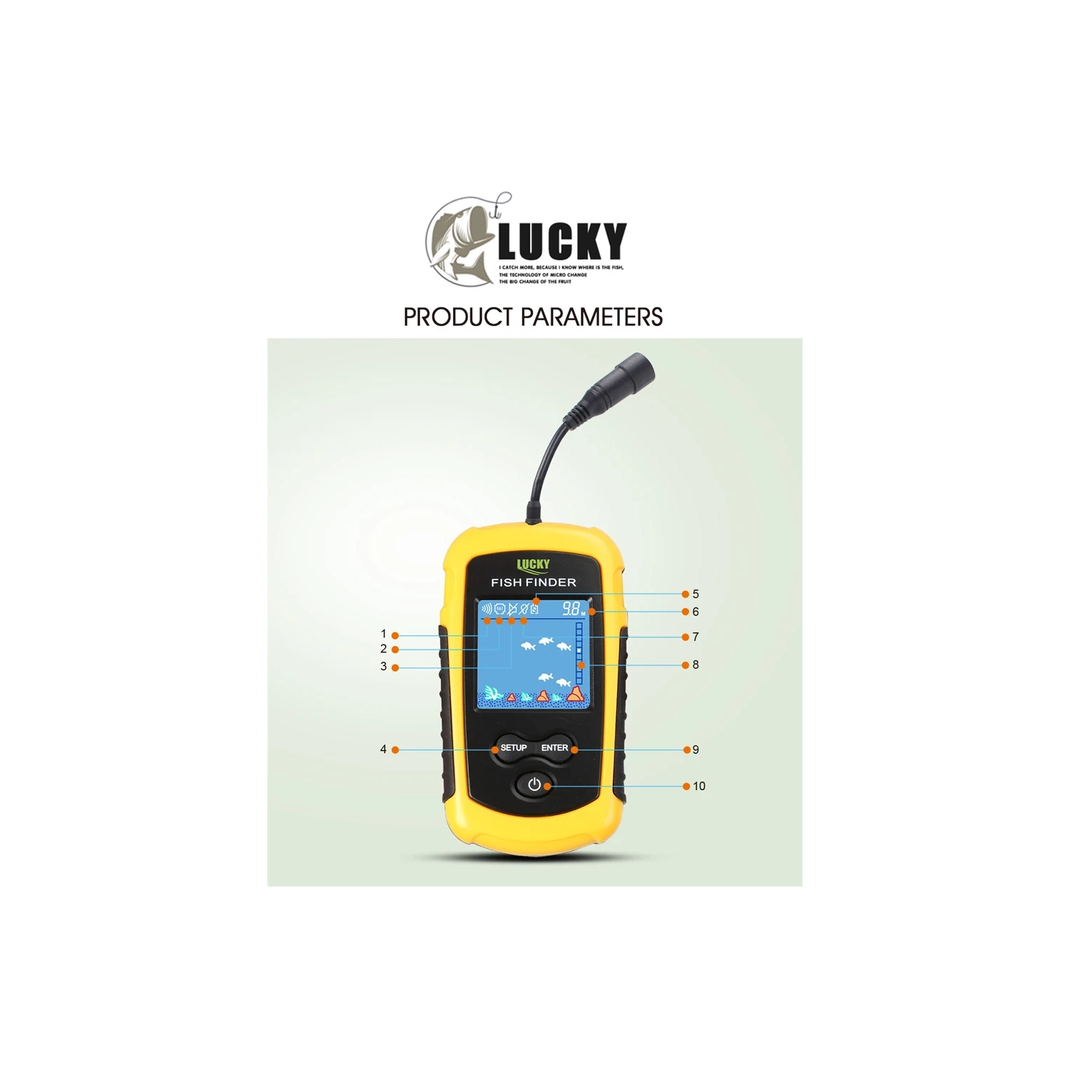 Échosondeur portatif kayak, échosondeur portatif sous-marin, détecteur de poisson-kayak escamotable sonar, FFC1108 d'affichage Fishing LCD -