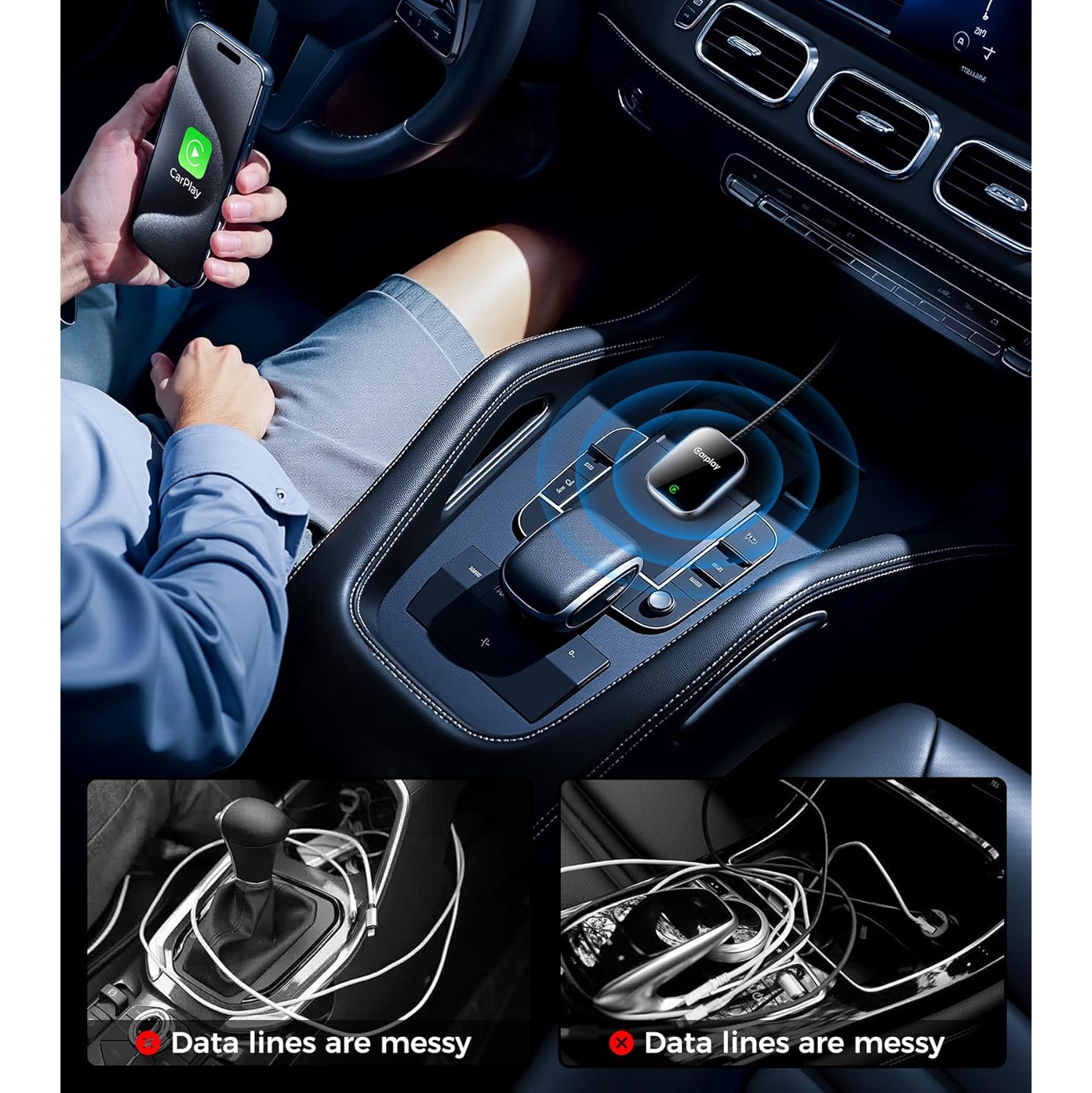 2025 Upgraded Wired CarPlay Adapter for Apple iPhone, Android, Convert Wired CarPlay Adapter to Wireless CarPlay Adapter, Auto Connect, Mini Size,