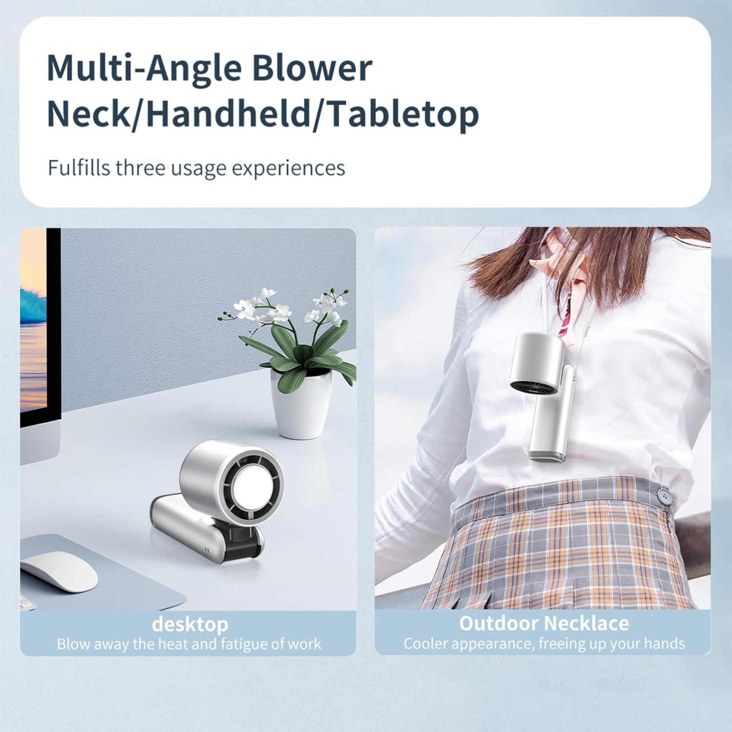 Ultra-light handheld fan 1-100 adjustable, 4000mAh USB rechargeableK801 Ice Compress Silver White [Ultra-high speed 100 gears + digital display +