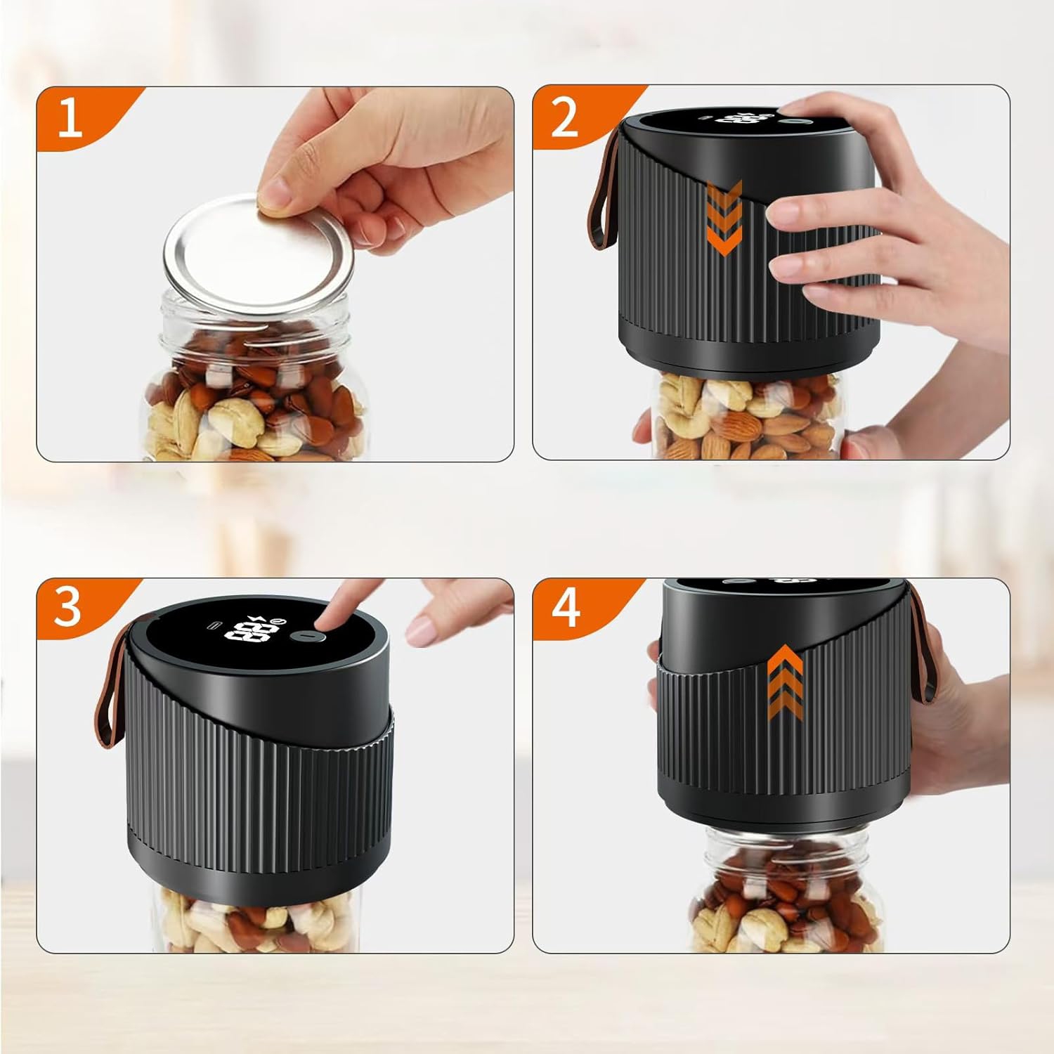 Scelleuse sous vide pour pot Mason, scelleuse sous vide pour pot Mason électrique pour pots Mason à grande ouverture et à ouverture normale,