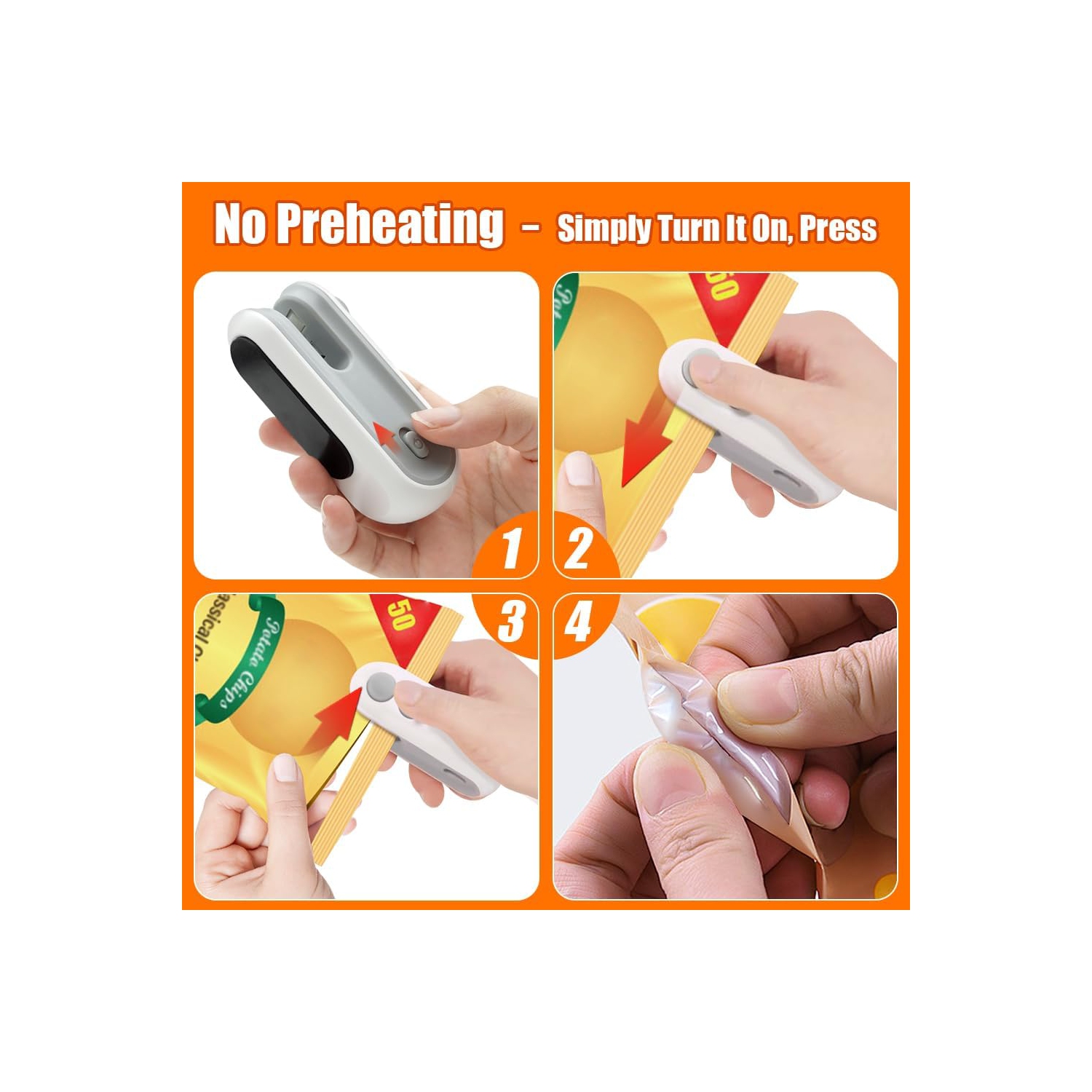 Mini Bag Sealer,USB Rechargeable Bag Sealer Heat Seal Cutter, Handheld Bag Sealer,Portable Sealer Machine for Plastic Bags Food Storage Snacks