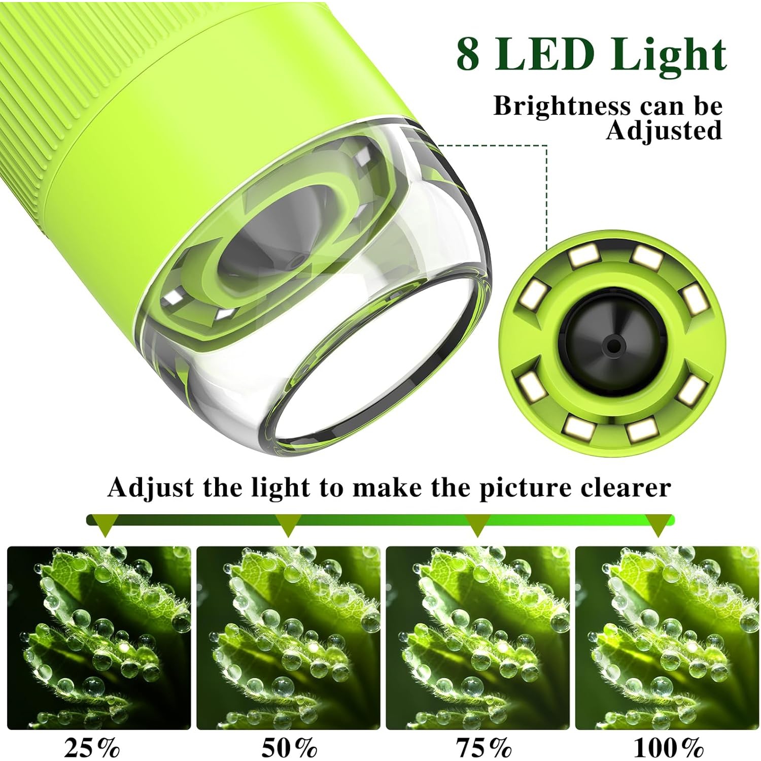 Portable Pocket Microscope for Little Boys & Girls with 2 inch IPS Screen,Digital Microscope 1000X,Mini Microscope with 8 LEDs,Compatible with PC