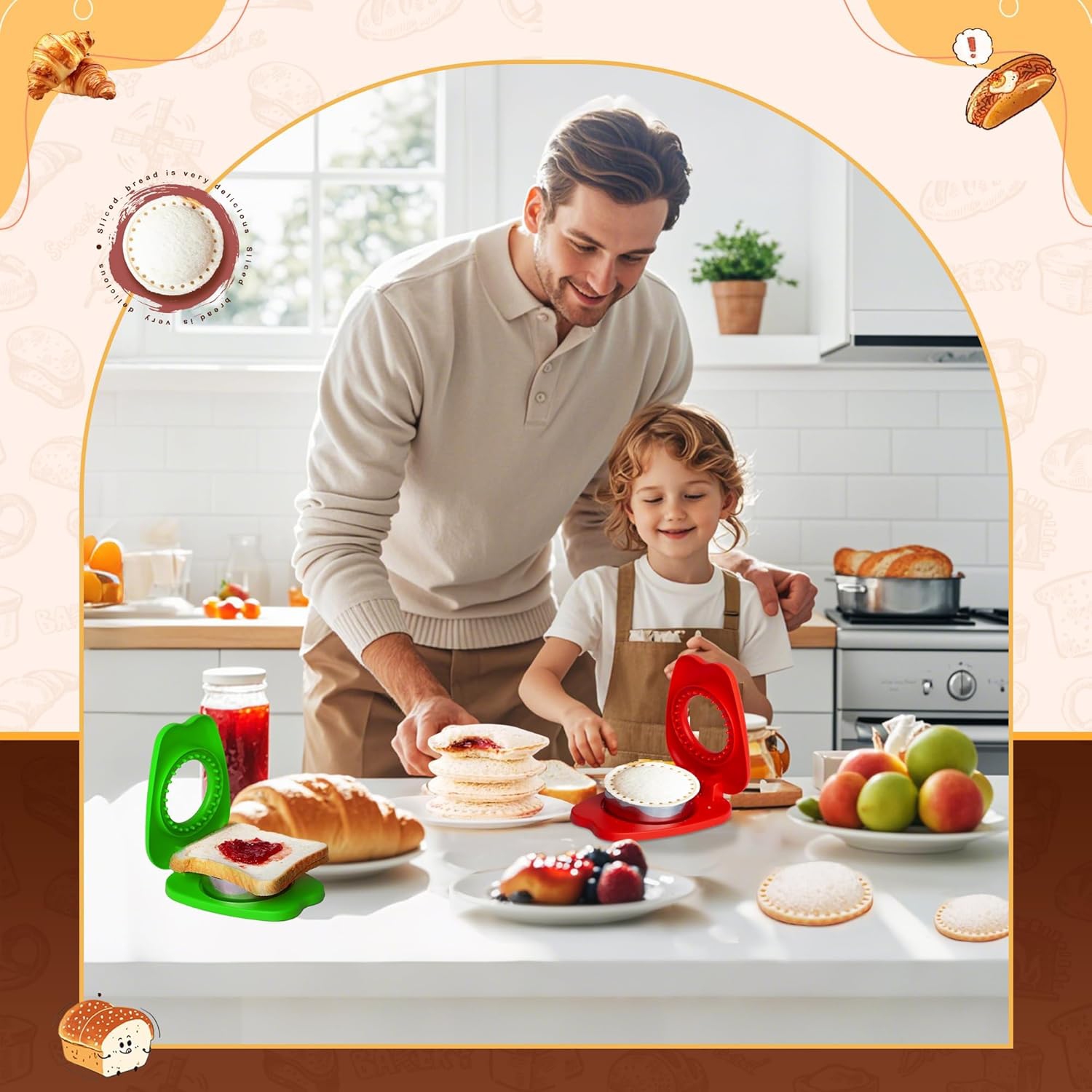 2PCS Sandwich Cutters for Little Ones Lunch,Round Sandwich Sealer Ideal for School Lunch Boxes & Bento Boxes,Sandwich Cutters for Boys & Girls