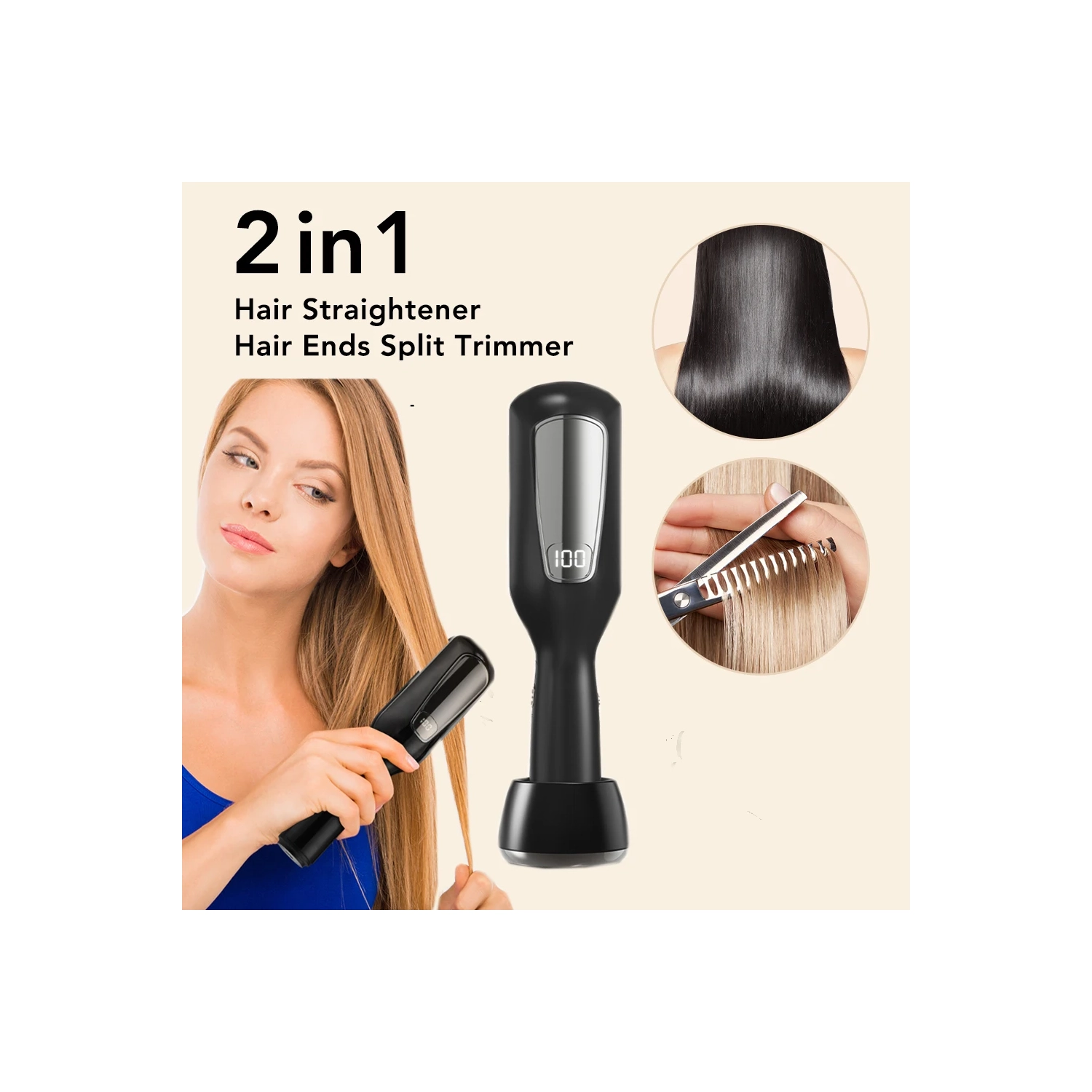 Hair Ends Trimmer Split Remover Dry Damaged Trim Split Iron Flat Hair Straightener for Women Cordless Hair Cutting Machine