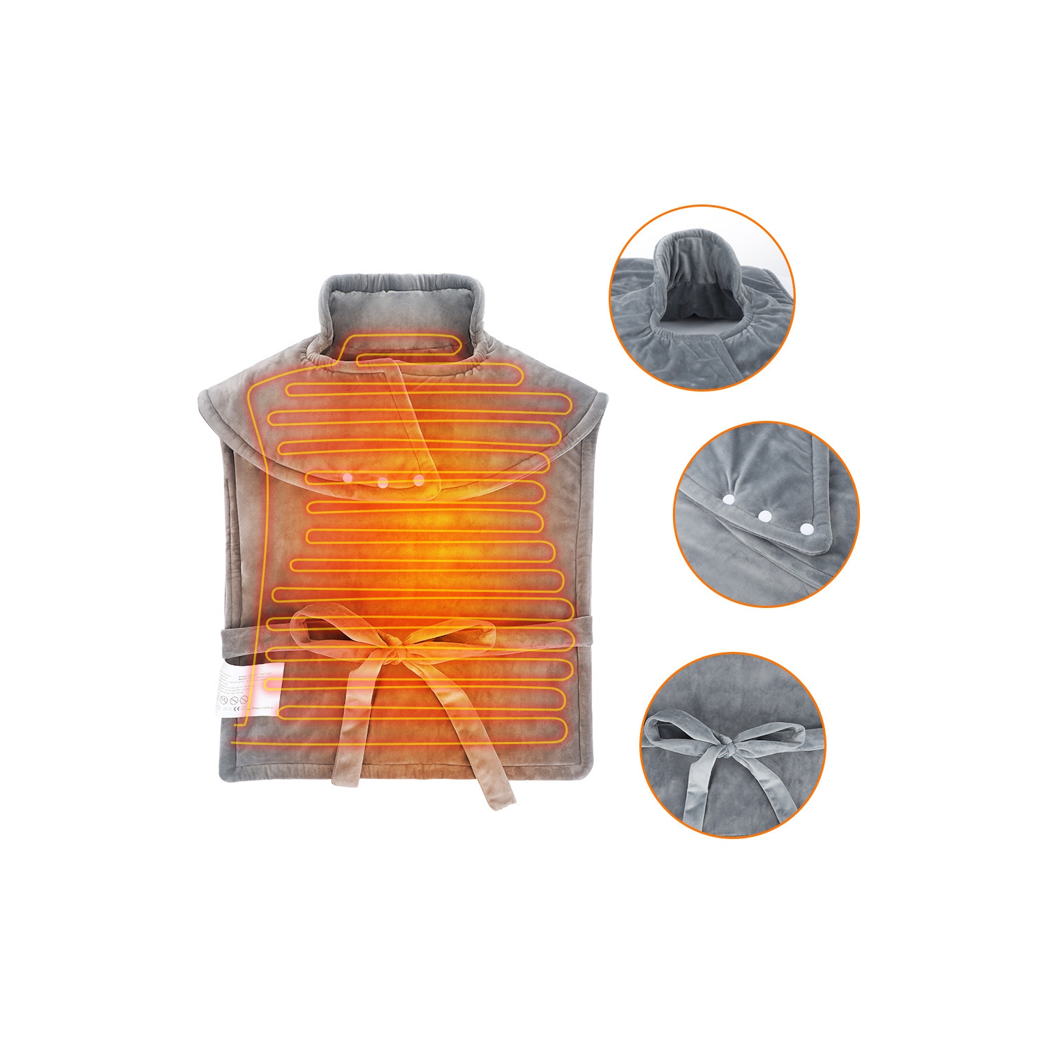 Coussin chauffant pratique Coussin chauffant 10 vitesses Contrôle de la température Châle chauffant Couvertures électriques pour épaules