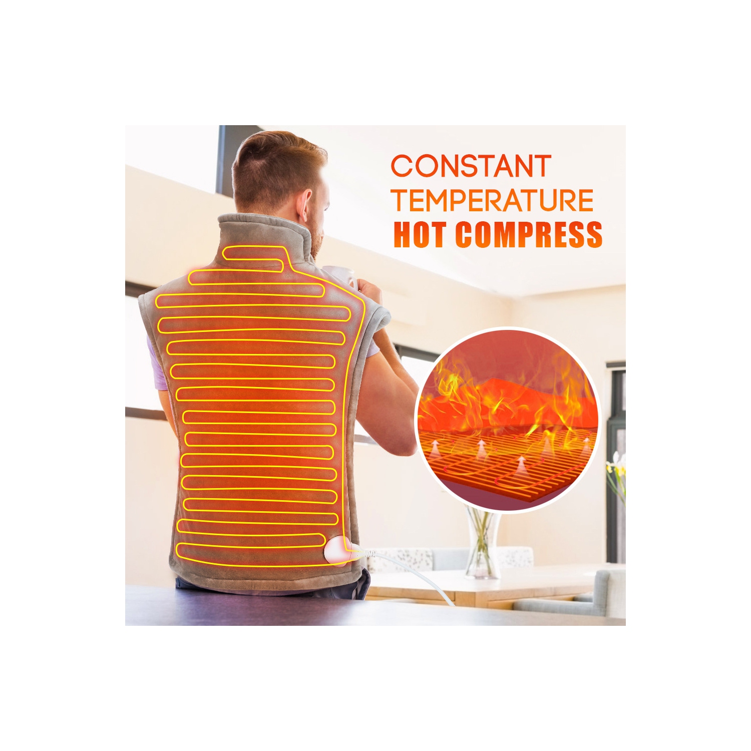 Coussin chauffant pratique Coussin chauffant 10 vitesses Contrôle de la température Châle chauffant Couvertures électriques pour épaules