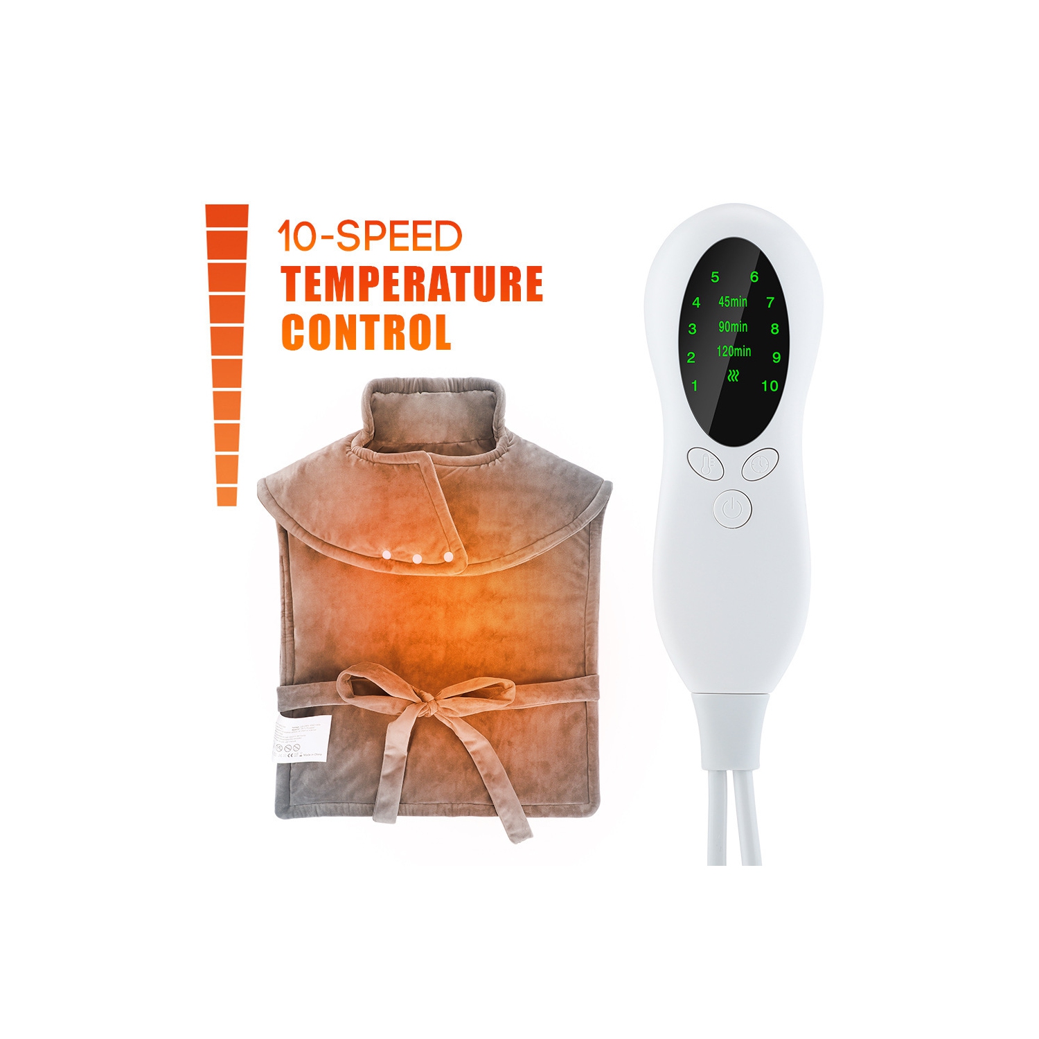 Coussin chauffant pratique Coussin chauffant 10 vitesses Contrôle de la température Châle chauffant Couvertures électriques pour épaules