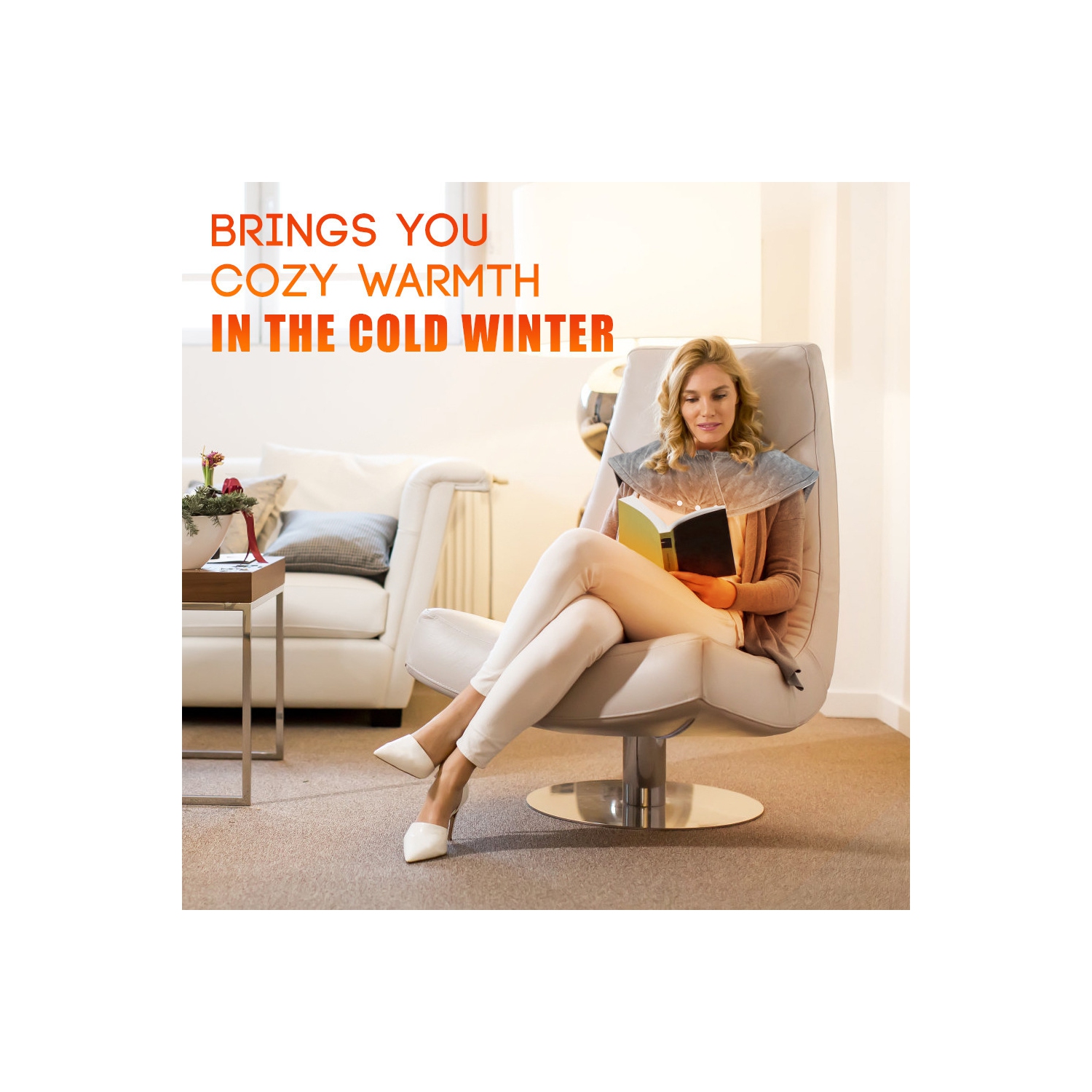 Coussin chauffant pratique Coussin chauffant 10 vitesses Contrôle de la température Châle chauffant Couvertures électriques pour épaules