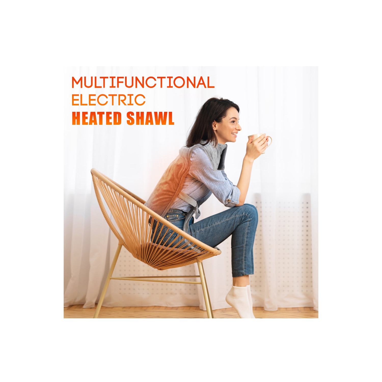 Coussin chauffant pratique Coussin chauffant 10 vitesses Contrôle de la température Châle chauffant Couvertures électriques pour épaules