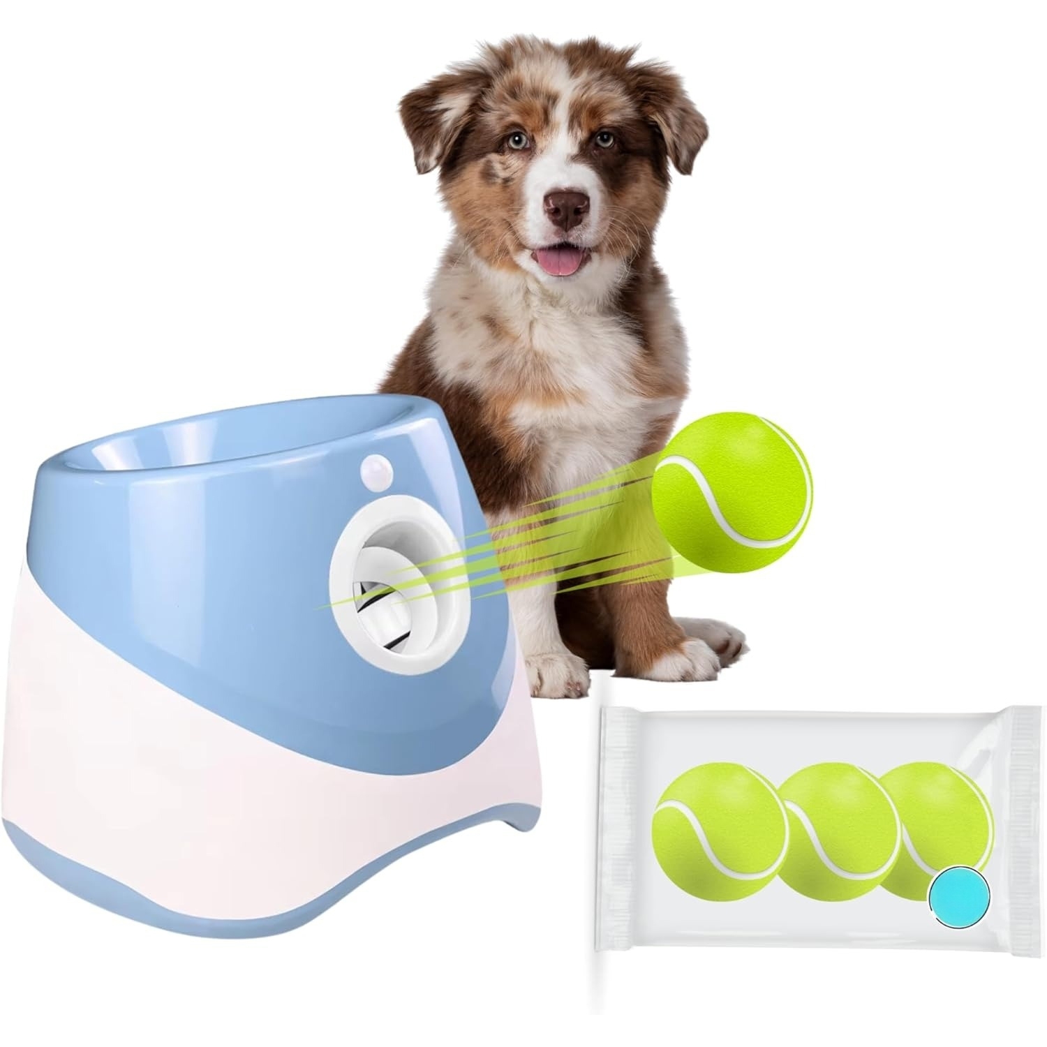 Automatic Ball Launcher for Small Medium Dog/Puppy with 3 Tennis Balls,Ball Launcher Machine for Dogs,Electric Ball Launcher Dog Toys