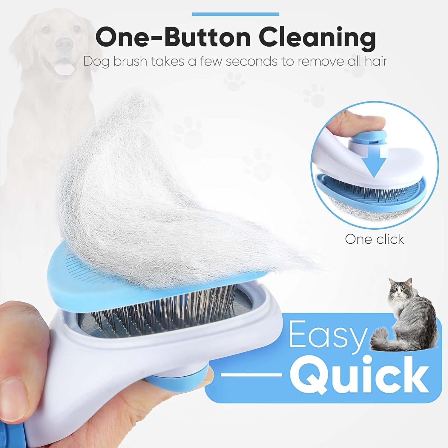 2PCS Cat Brush Self Cleaning Slicker Brush,Dog Brush for Long & Short Haired Pets,Cat Comb Dog Shedding Brush for Pet Massage,Brush for Pet Hair