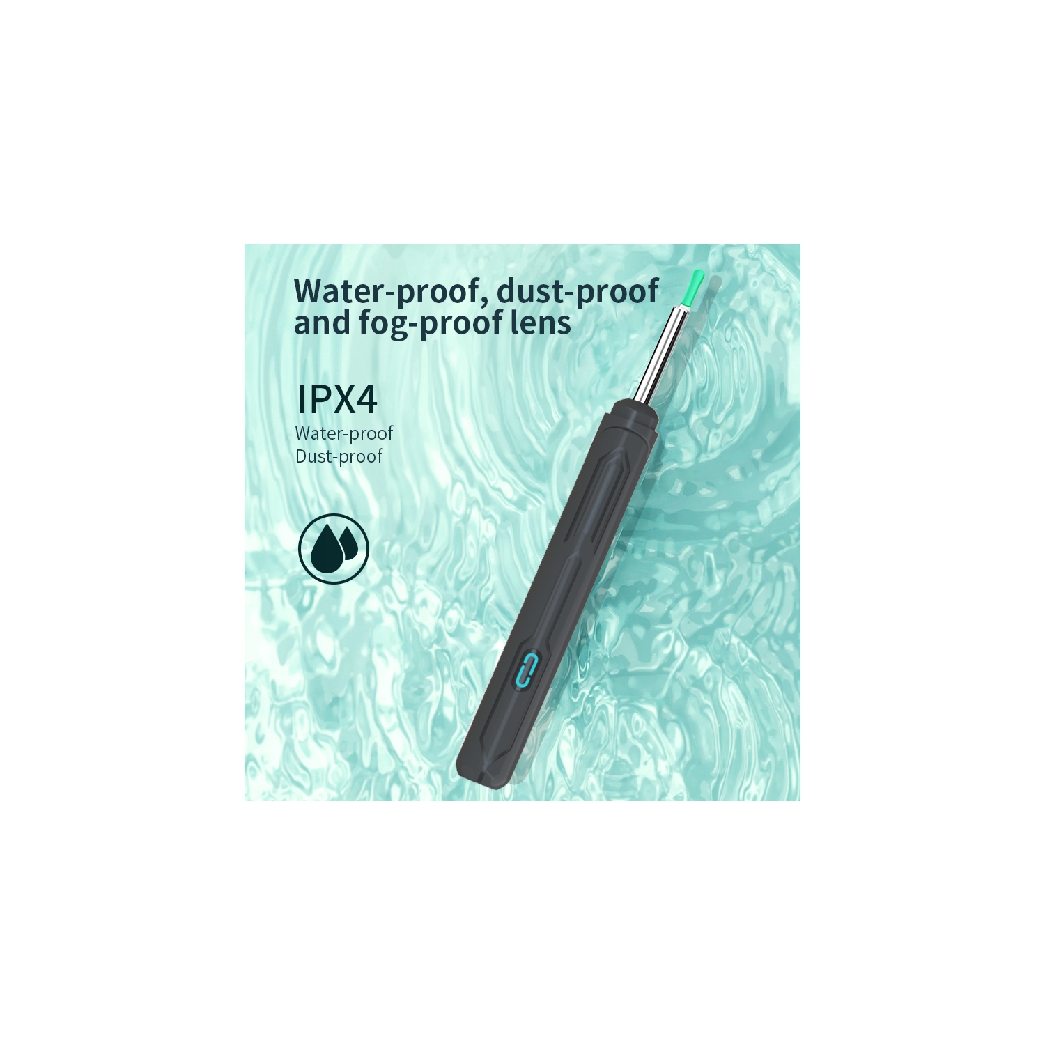 Children's visual Wifi ear pick, wireless HD endoscope cleaning ear picking tool, ear visual otoscope for ear canal examination - black with stand