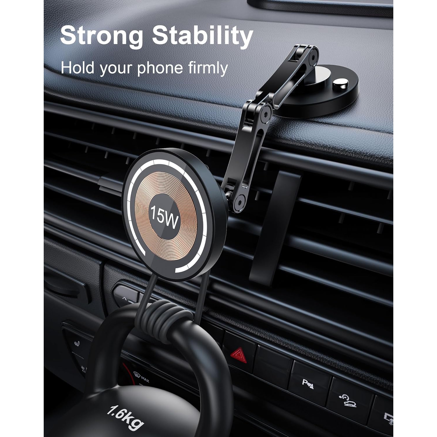 Magnetic Wireless Car Charger, 15W Fast Charging Mag-Safe Car Mount, 360° Magnetic Car Phone Holder - with Infinite Charging