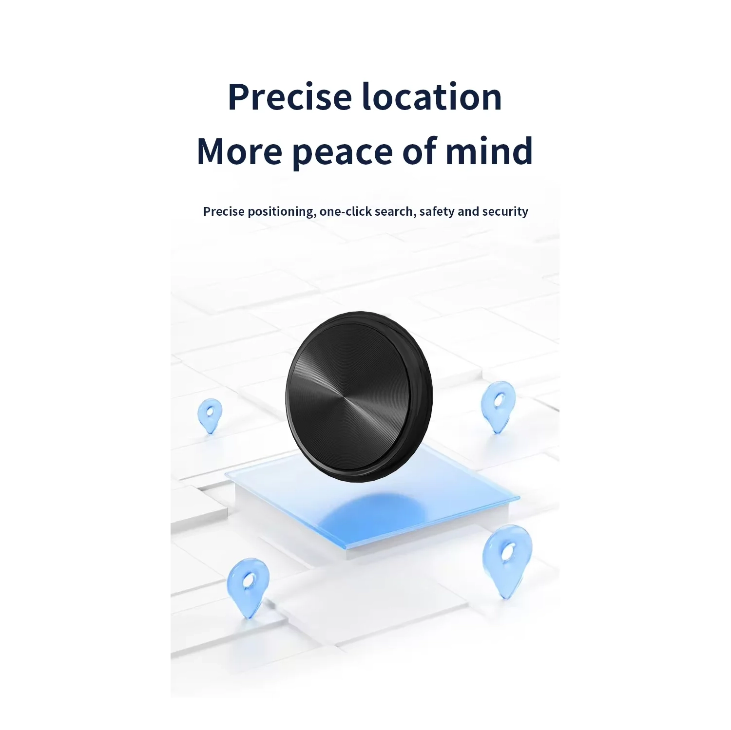 Android iOS Universal Global Locator, AIRTAG Anti-Lost Device, GPS Track Multi-personne View Pet Global Tracker, motif CD noir électroplacage avec