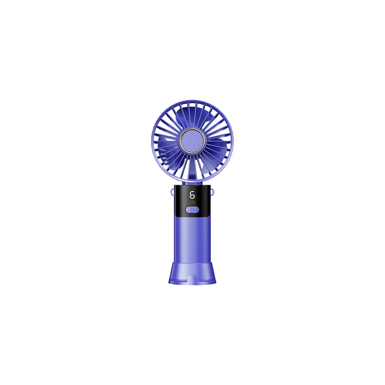 Folding handheld silent fan, USB charging portable mini desktop outdoor small wind, digital display cooling fan - S07 handheld blue [with stand + USB