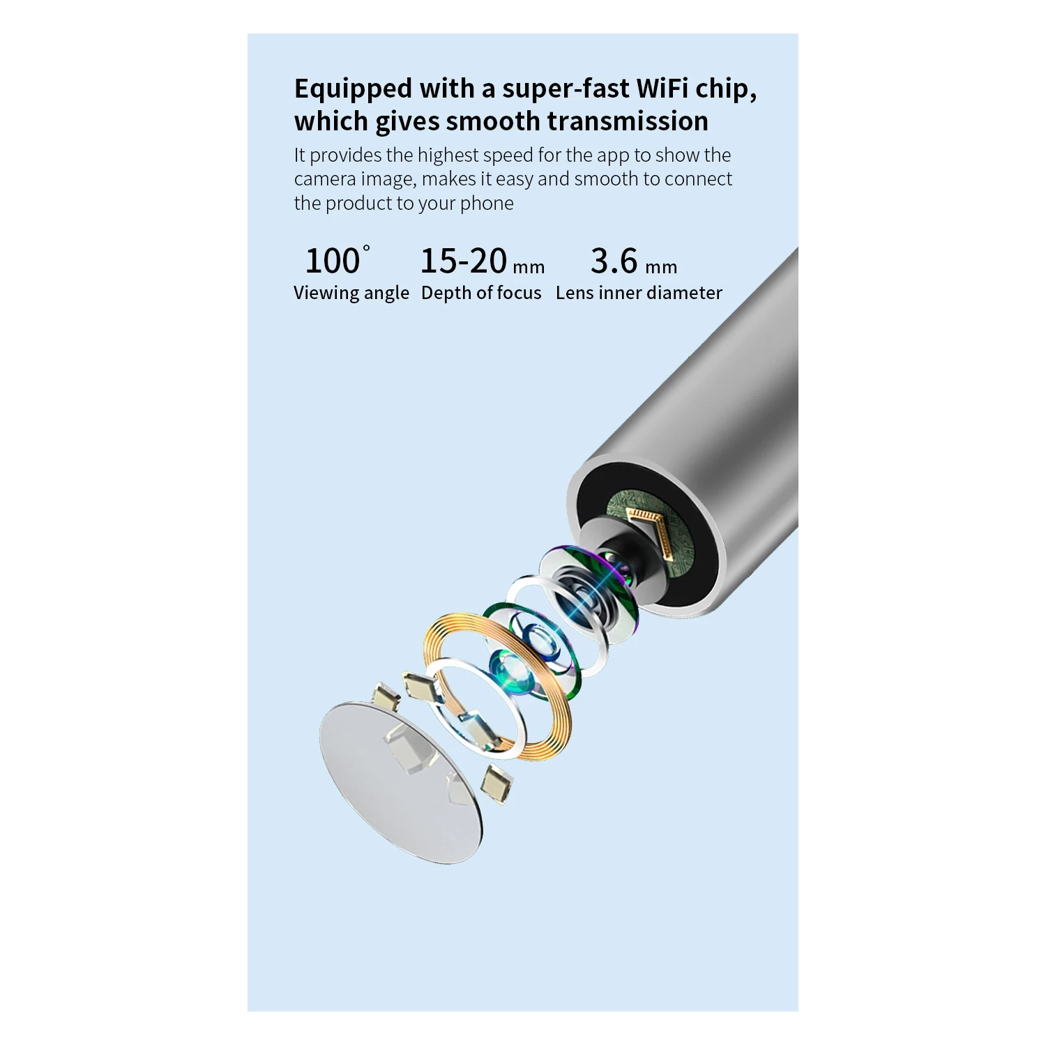 Piquet auriculaire Wi-Fi visuel pour enfants, outil de nettoyage d'endoscope HD sans fil, otoscope visuel pour examen du canal auditif - tête de