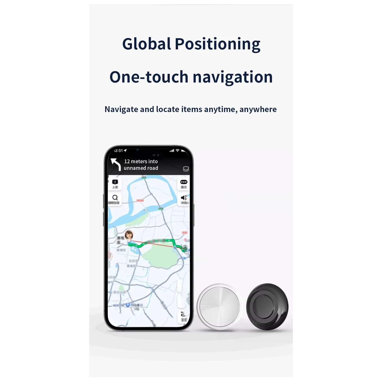 Android iOS Universal Global Locator, AIRTAG Anti-Lost Device, GPS Track Multi-personne View Pet Global Tracker, motif CD blanc électroplacage avec
