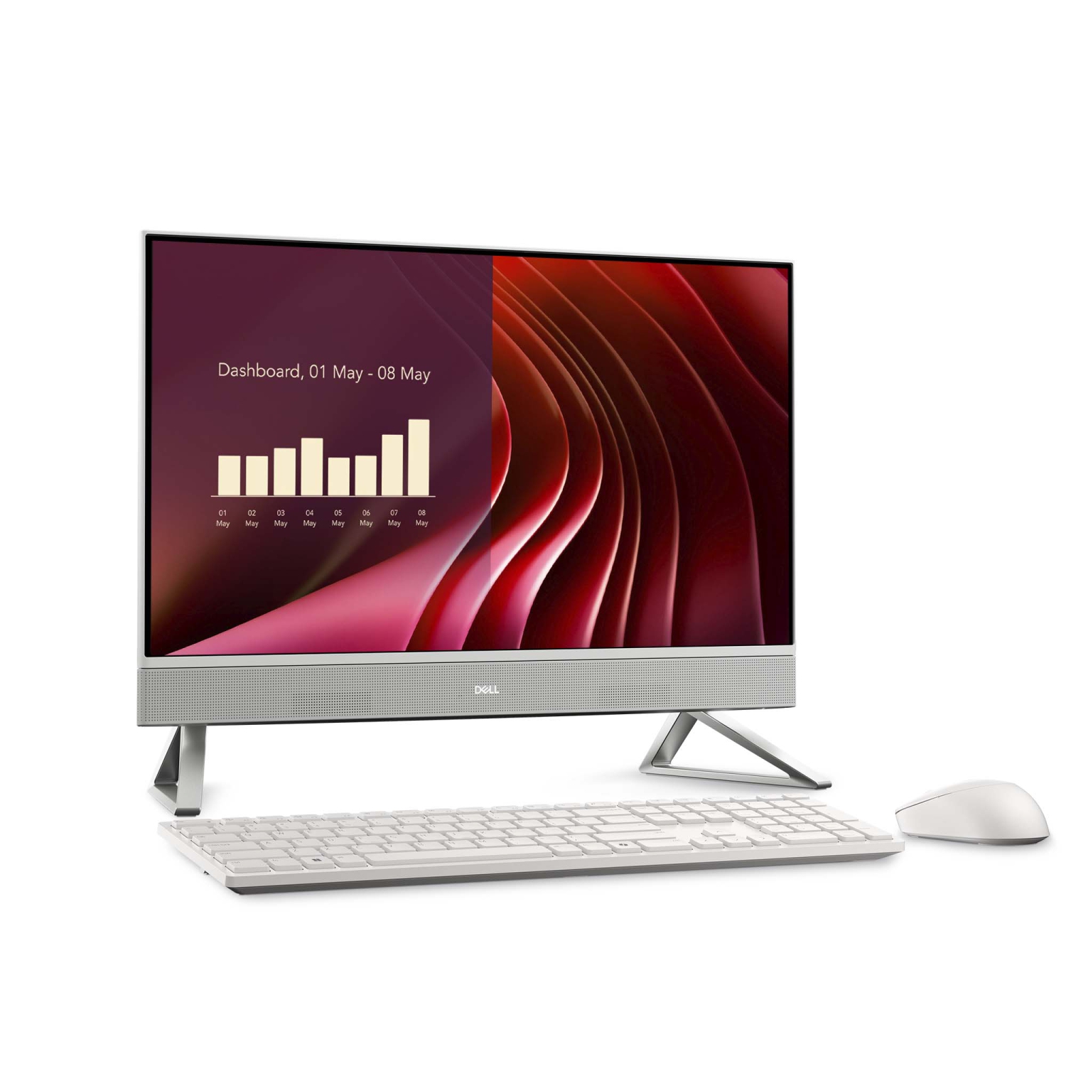 Dell Ec24250 23.8" All-In-One PC with Intel® Core™ 3-100U Processor, 512GB SSD, 8 GB RAM, Intel® Graphics, Windows 11 Home - White