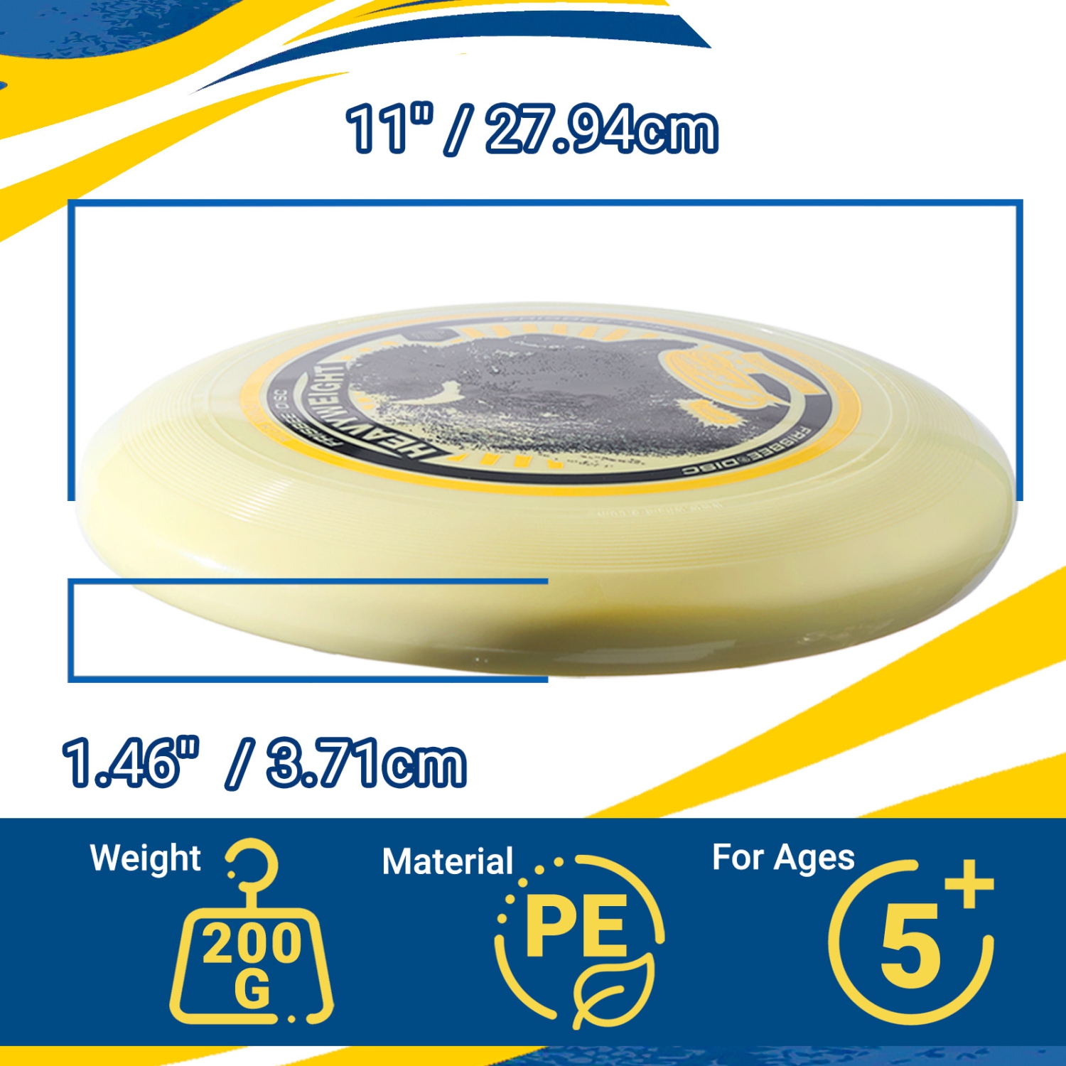 Wham-O Frisbee Heavyweight 200g, 11 Inch Long Distance and Durable Disc for Outdoor Activities