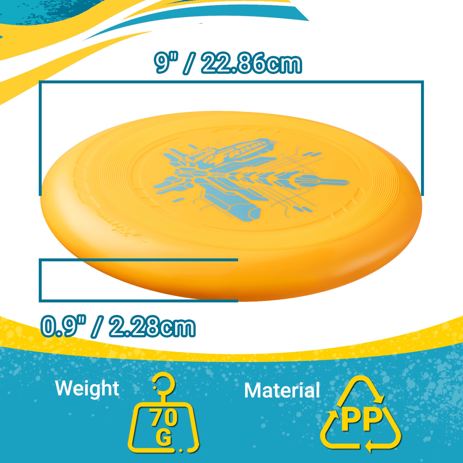 Wham-O Frisbee Go Flying Disc, 9 Inch Lightweight Toy for Beginners Outdoor Beach Park Backyard Game - 70g