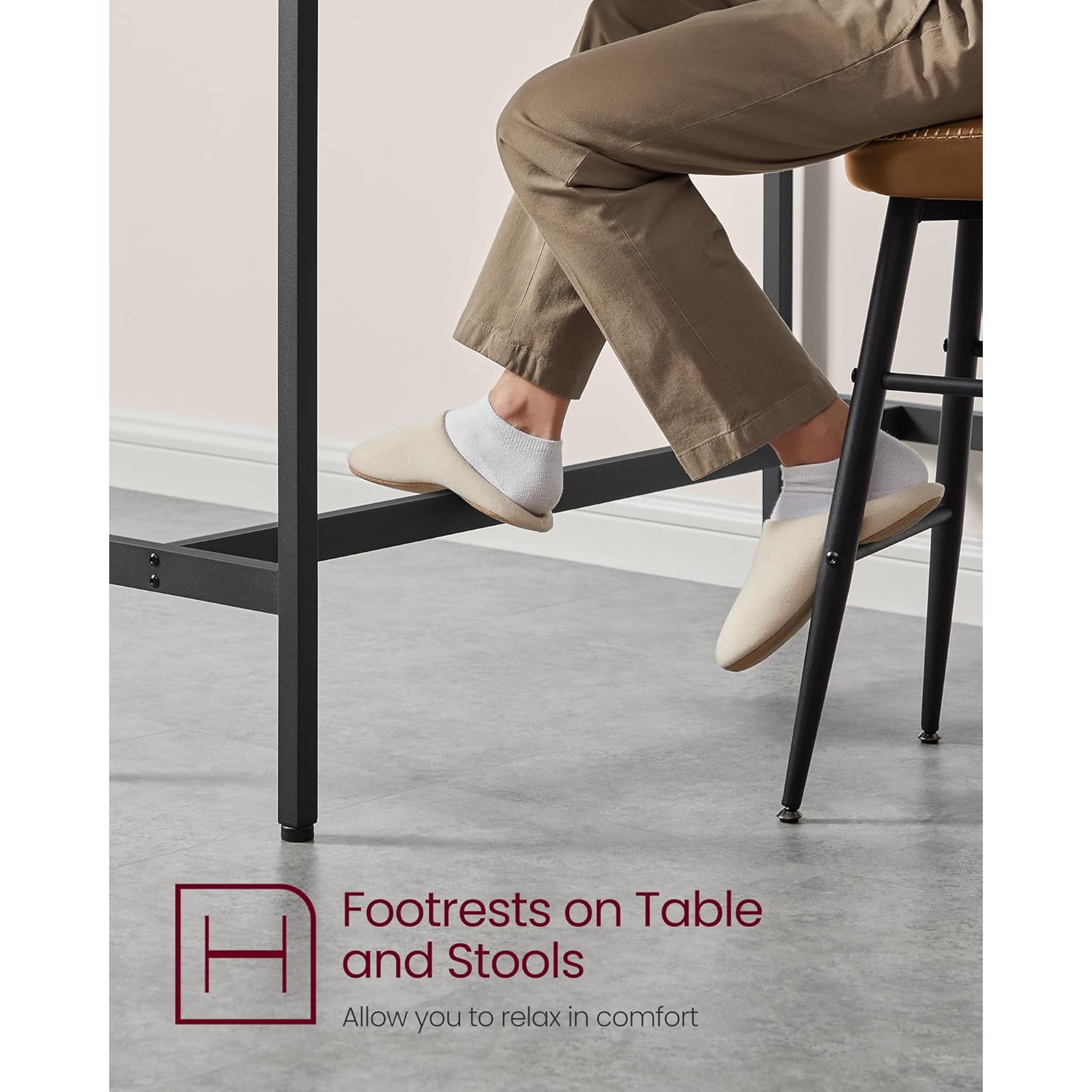 VASAGLE Industrial-Style High Pub Dining Table in Rustic Brown and Ink Black