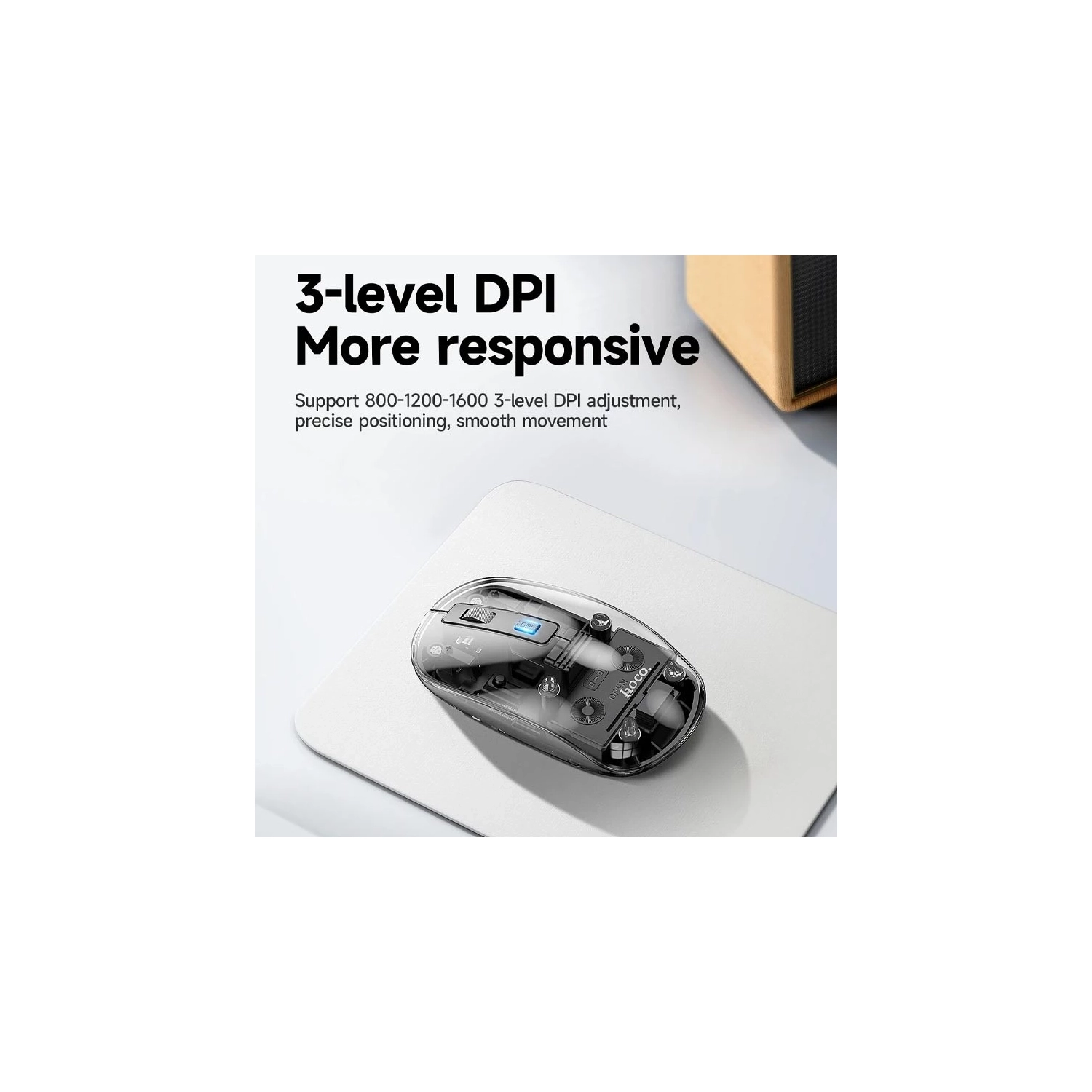 Souris sans fil Bluetooth silencieuse à deux modes transparente pour ordinateur portatif, blanc