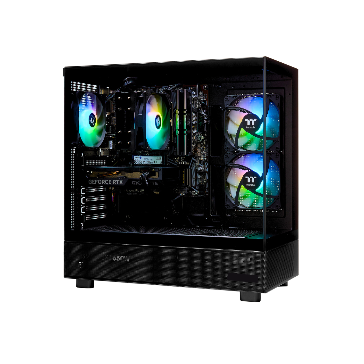 TECHNOID Glass Black Gaming PC – GeForce RTX 5070 Ti – AMD Ryzen 7 9800x3D – 64GB DDR5 – 2TB SSD – AI Ready – VR Compatible – Win 11 Home