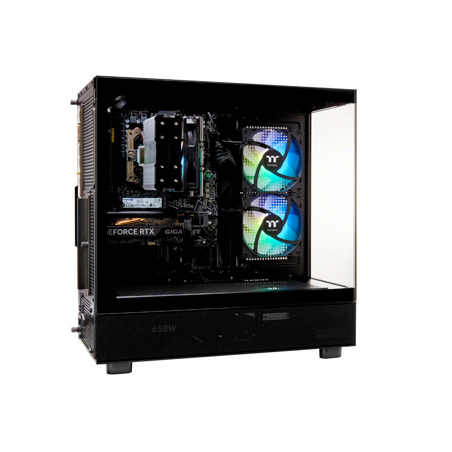 TECHNOID Glass Black Gaming PC – GeForce RTX 5070 Ti – AMD Ryzen 7 9800x3D – 64GB DDR5 – 2TB SSD – AI Ready – VR Compatible – Win 11 Home