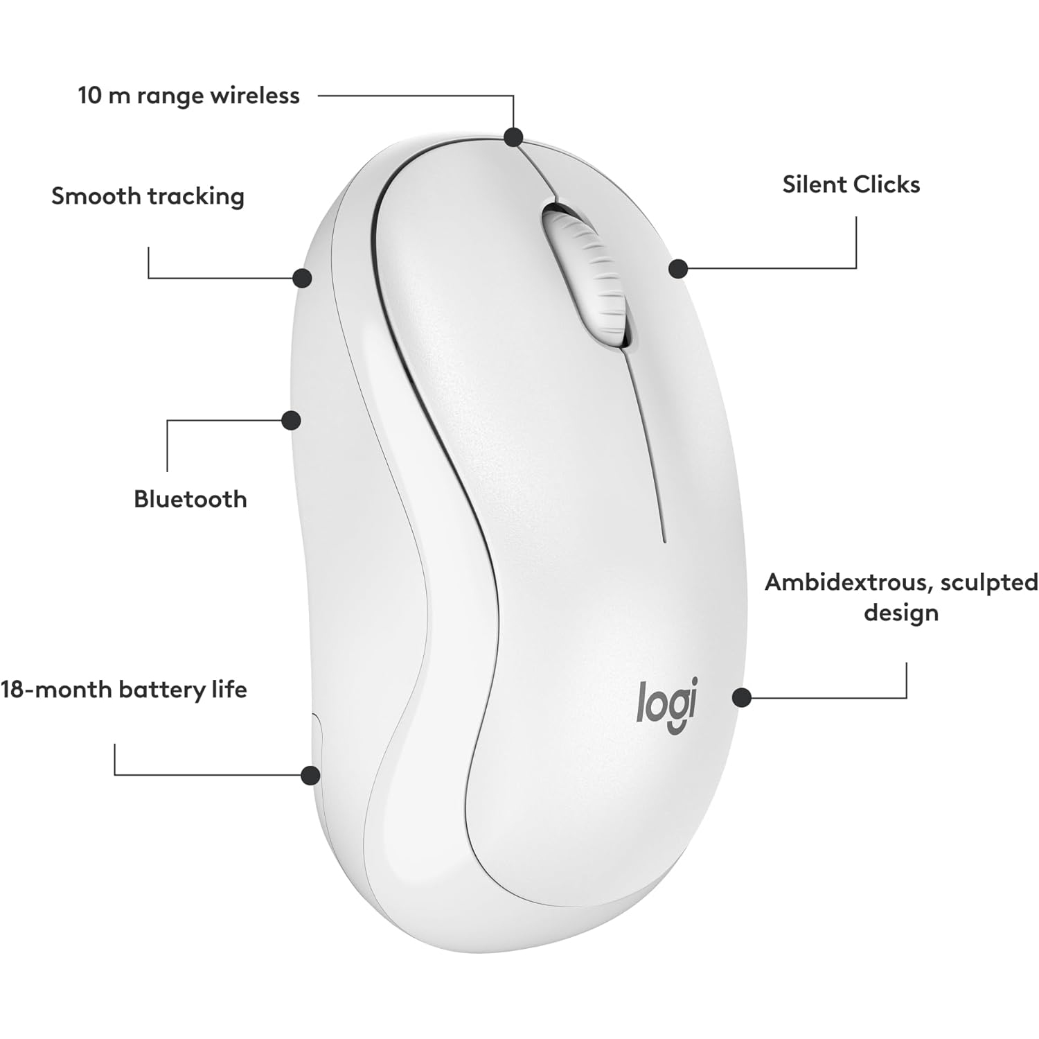Remis à neuf Souris Bluetooth sans fil compacte M240 Silent de Logitech Batterie de 18 mois à suivi fluide pour Windows, Mac, Chrome, compatible avec