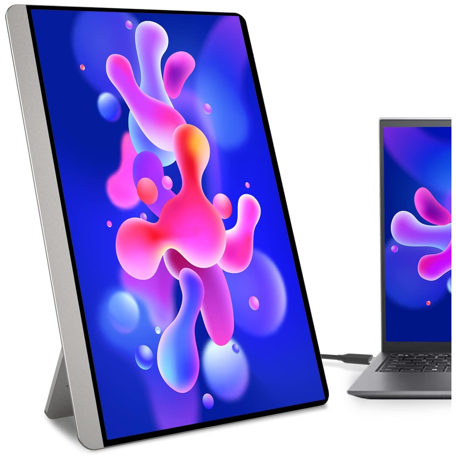 AYY 16.1" FHD 1080P Portable Monitor with USB-C, HDMI, HDR IPS and Built-in Stand/Speakers for for PC Mac Mobile PS4/5 Xbox Switch