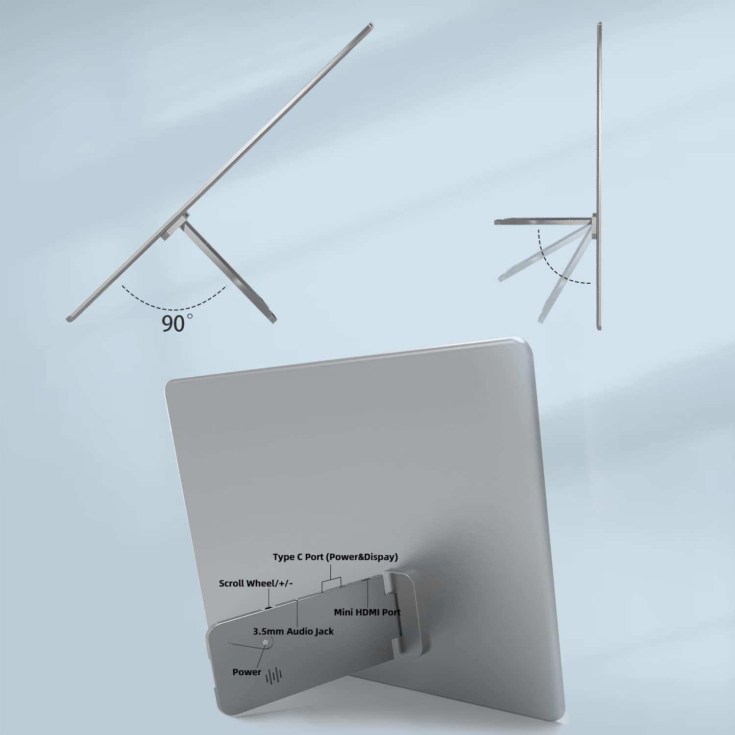 AYY 16.1" FHD 1080P Portable Monitor with USB-C, HDMI, HDR IPS and Built-in Stand/Speakers for for PC Mac Mobile PS4/5 Xbox Switch