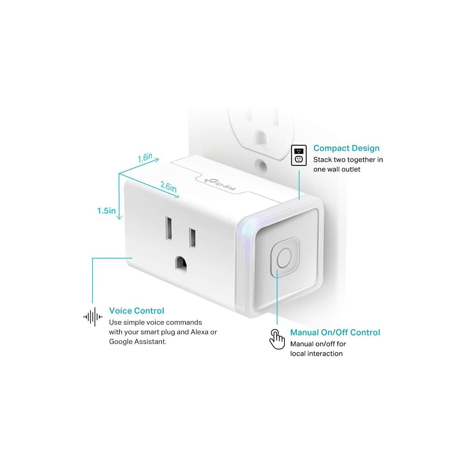 Smart Plug Mini by TP-Link - Smart Home WiFi Outlet Works with Alexa, Echo and Google Home, No Hub Required, Remote Control, 2.4GHz WiFi Required, 15