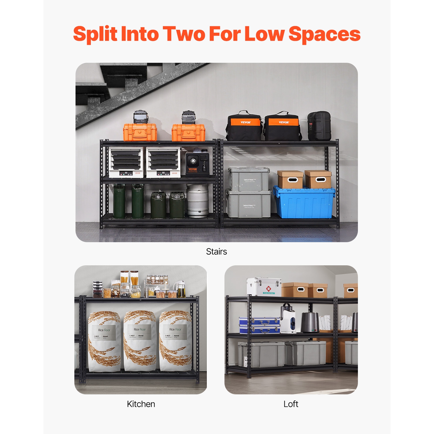 VEVOR 24"D x 48"W x 72"H Storage Shelves, 3000 lbs, 5 Tier Heavy Duty Garage Shelving, Adjustable Metal Shelves for Industrial Shelving Unit Utility