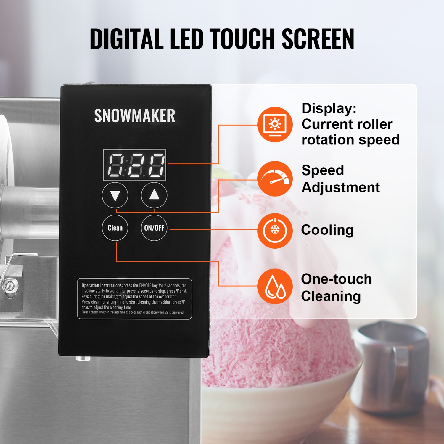 VEVOR 385LBS/24H Commercial Snowflake Ice Machine, Snowflake Ice Maker,Stainless Steel Ice Shaver Machine, Electric Snow Cone Maker,Liquid Cooling