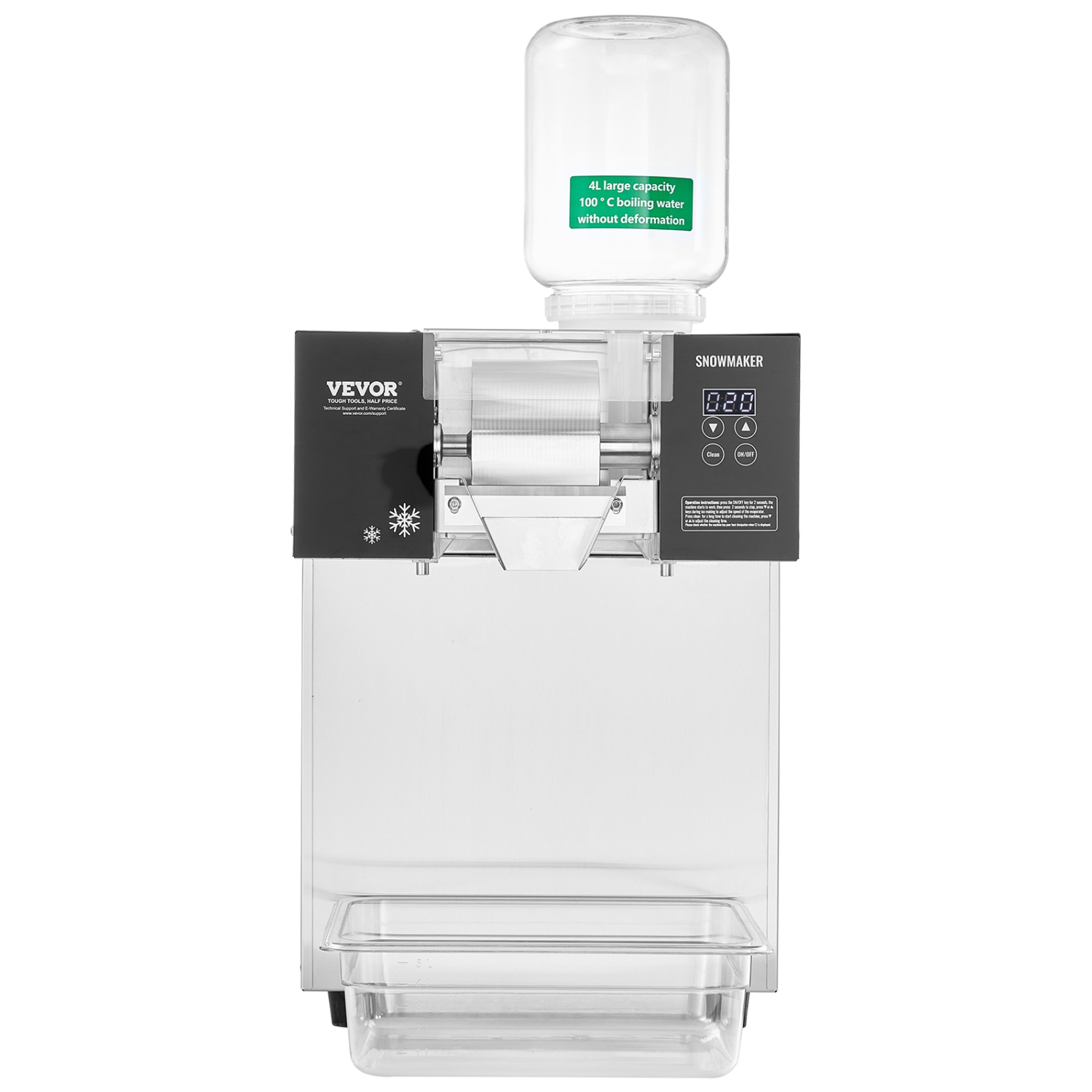 VEVOR 385LBS/24H Commercial Snowflake Ice Machine, Snowflake Ice Maker,Stainless Steel Ice Shaver Machine, Electric Snow Cone Maker,Liquid Cooling