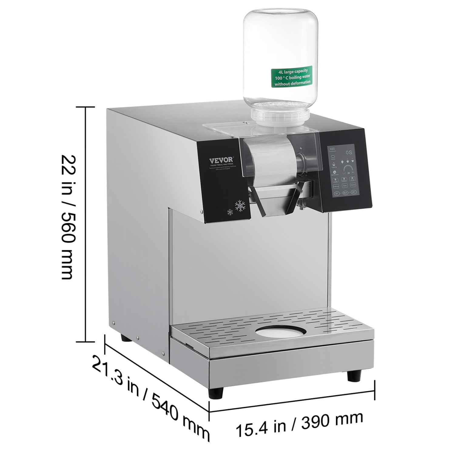 VEVOR 529.1LBS/24H Commercial Snowflake Ice Machine,Snowflake Ice Maker,Stainless Steel Ice Shaver Machine,Electric Snow Cone Maker,Liquid Cooling