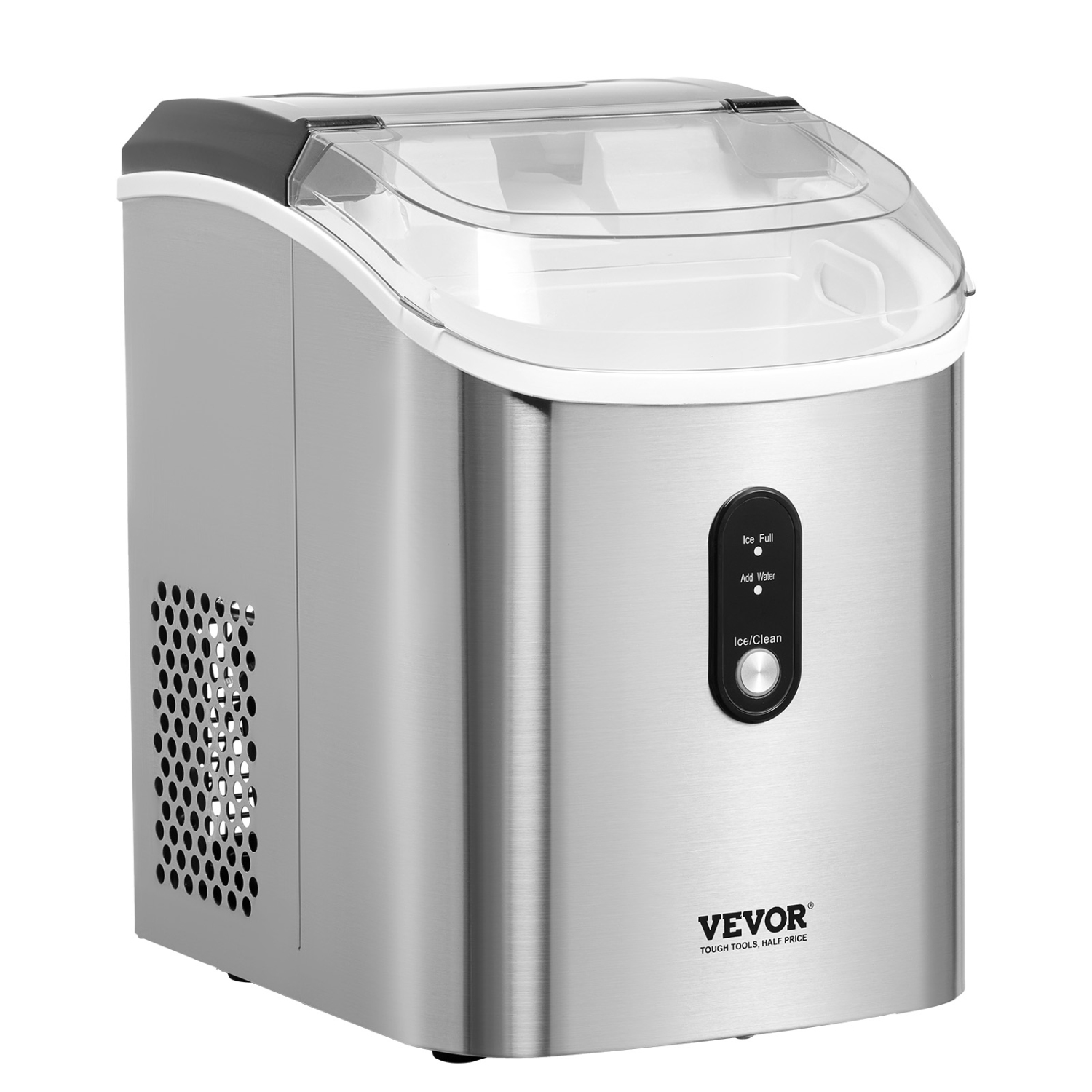 VEVOR 33lbs/24H Nugget Ice Maker, Pebble Ice Maker with Self Cleaning, Chewable Ice Maker with Ice Scoop & Basket, Stainless Steel Ice Machine with