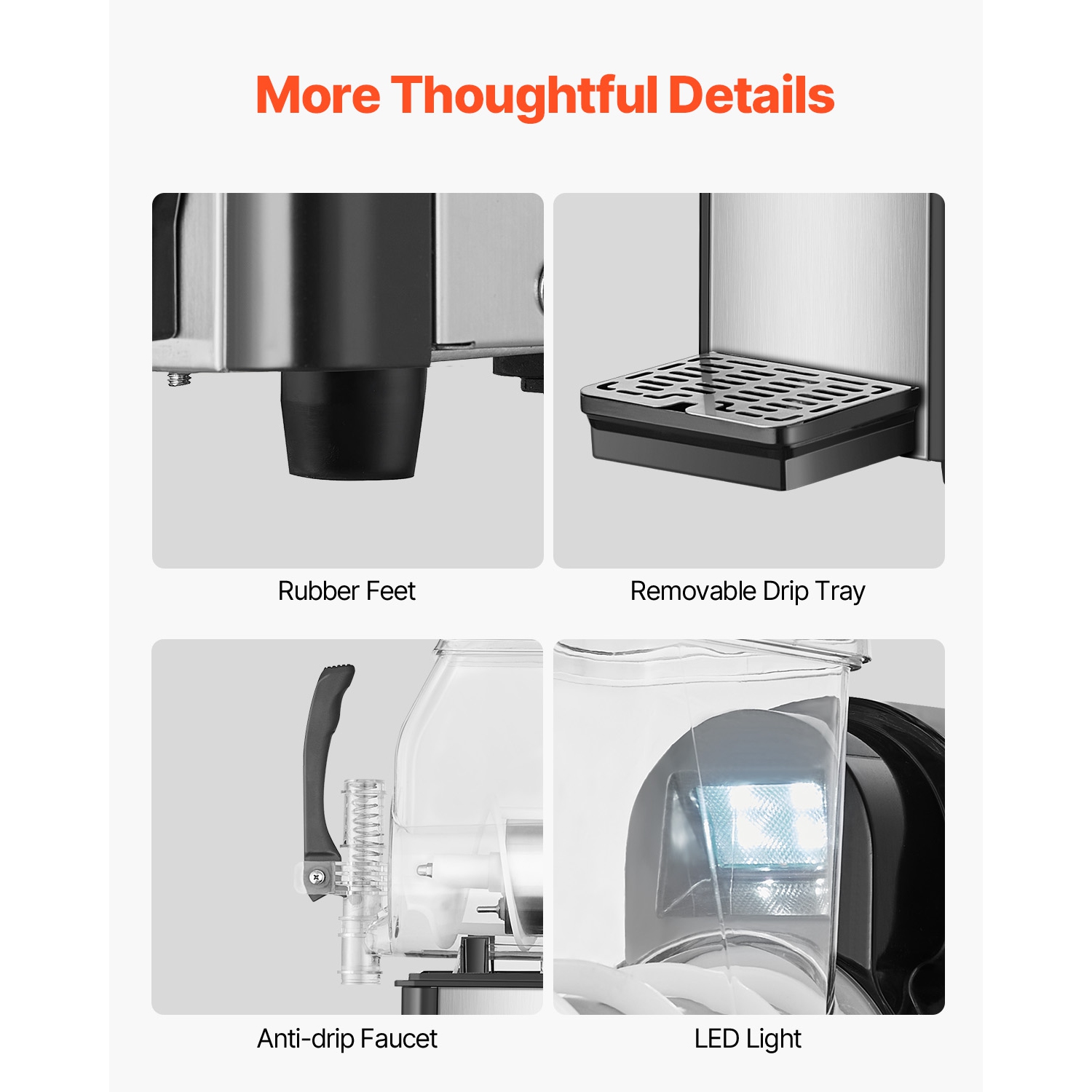 VEVOR 4L Commercial Slushy Machine, Single Tank Frozen Drink Machine, 16 Cups Stainless Steel Margarita Smoothie Frozen Drink Maker, Slushie Maker