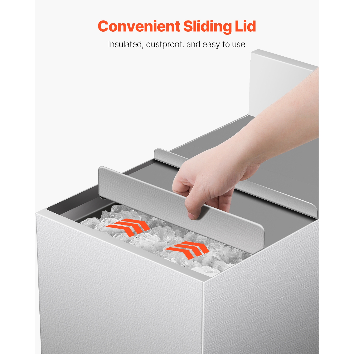 VEVOR 12 x 19 x 37 in Commercial Ice Bin, 28 L Underbar Ice Bin, Stainless Steel Ice Chest with Sliding Lid, Bottle Holders, Adjustable Bullet Feet,