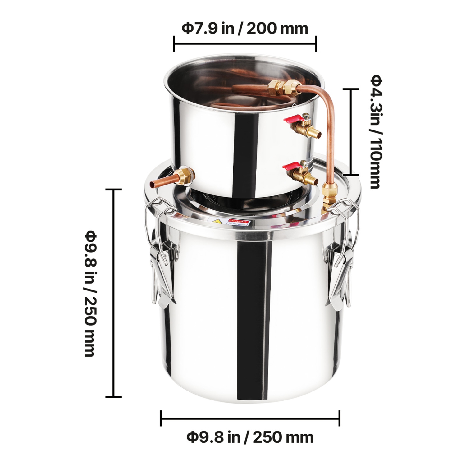 VEVOR 3 Gal / 11.4 L Alcohol Still, Stainless Steel Water Alcohol Distiller with Copper Coil, Home Brewing Refining Fermentation Kit with